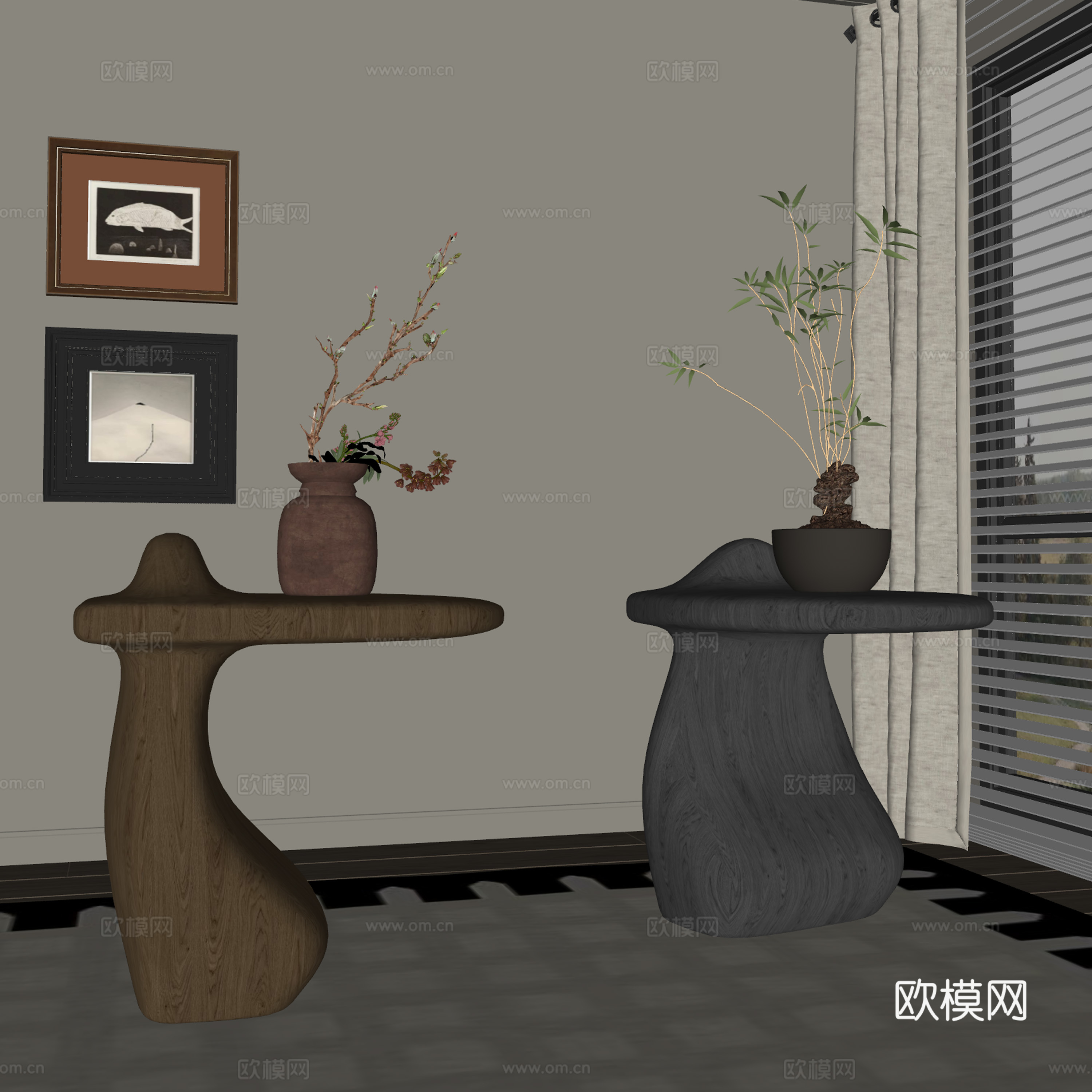 中古风边几su模型下载（渲染图1）