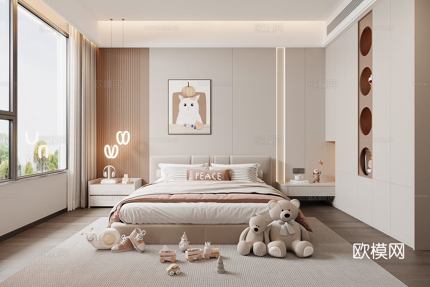 现代女孩房 儿童房3d模型下载