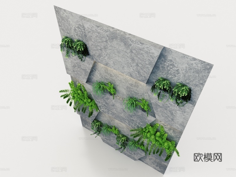 现代绿植墙 苔藓墙 水泥墙3d模型