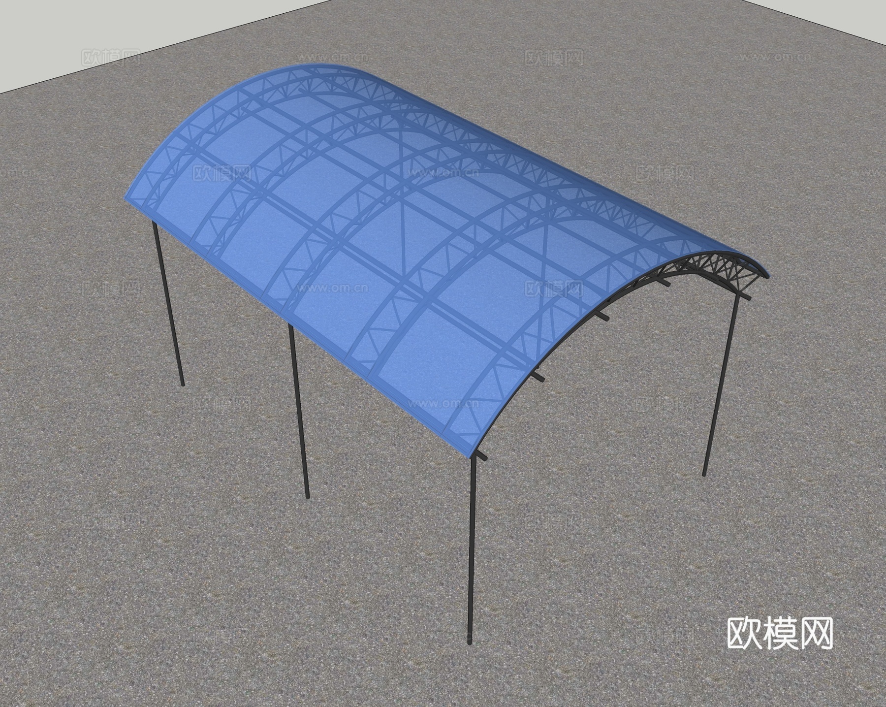 弧形玻璃棚  遮阳棚  雨棚  异形玻璃棚su模型