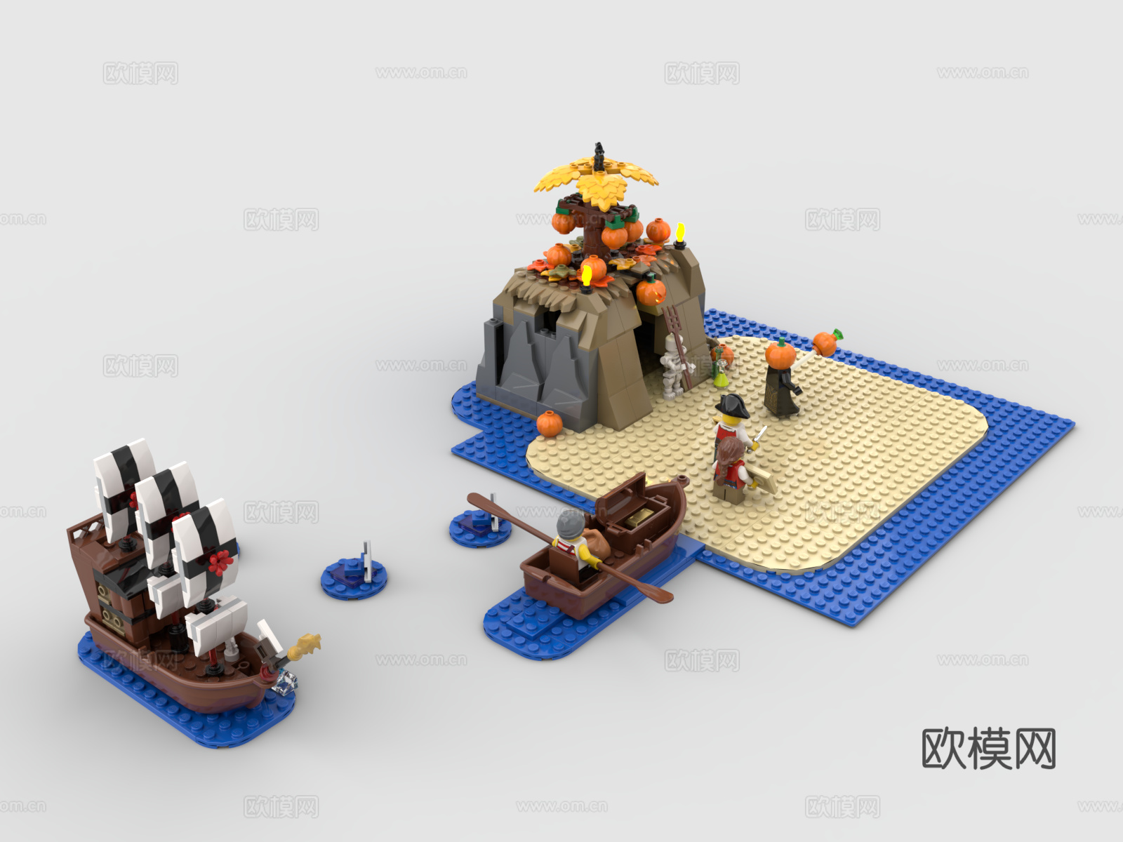 乐高 LEGO 玩具 积木 海岛 海盗 帆船积木玩具3d模型