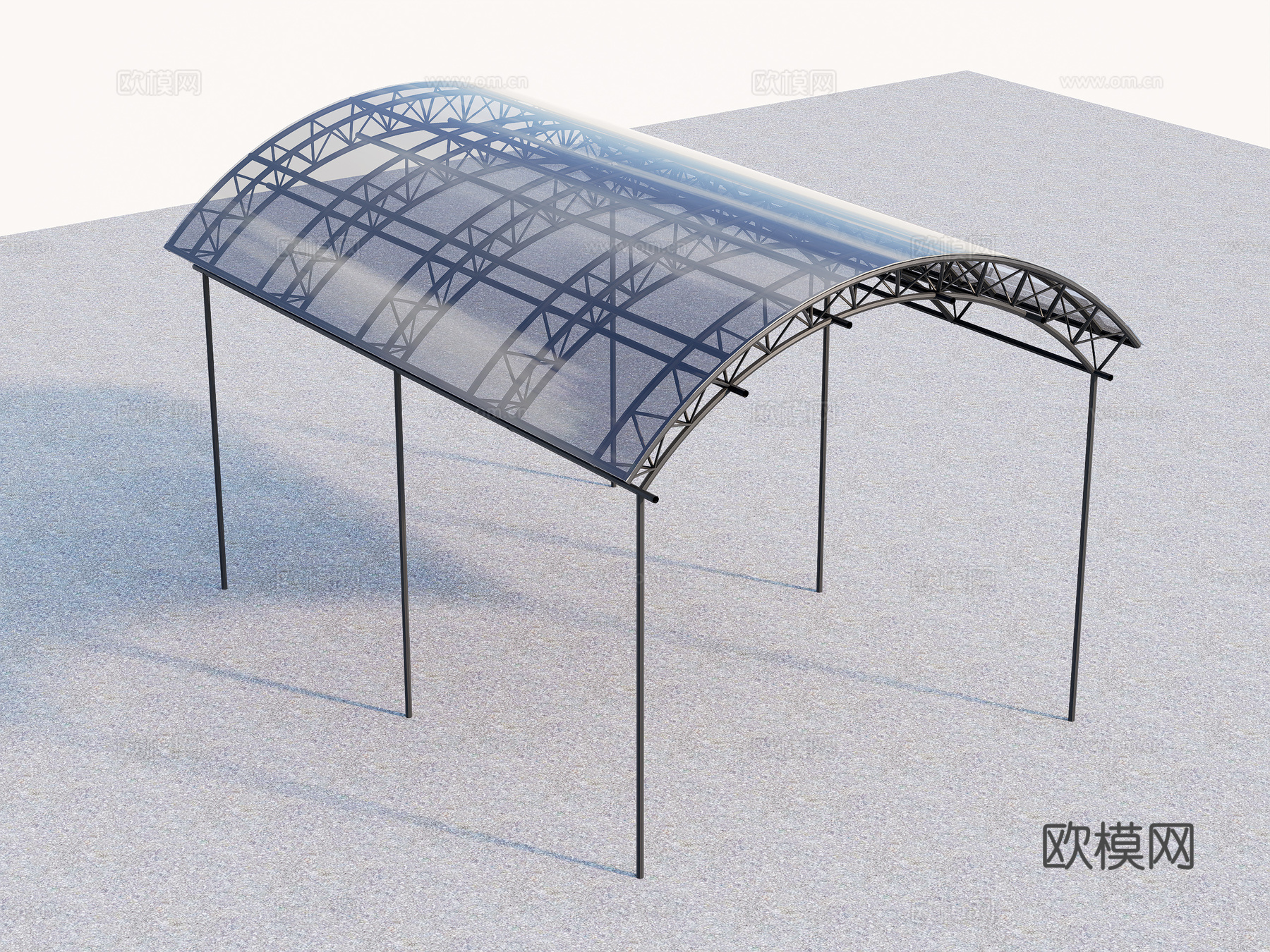 弧形玻璃棚  遮阳棚  雨棚  异形玻璃棚su模型