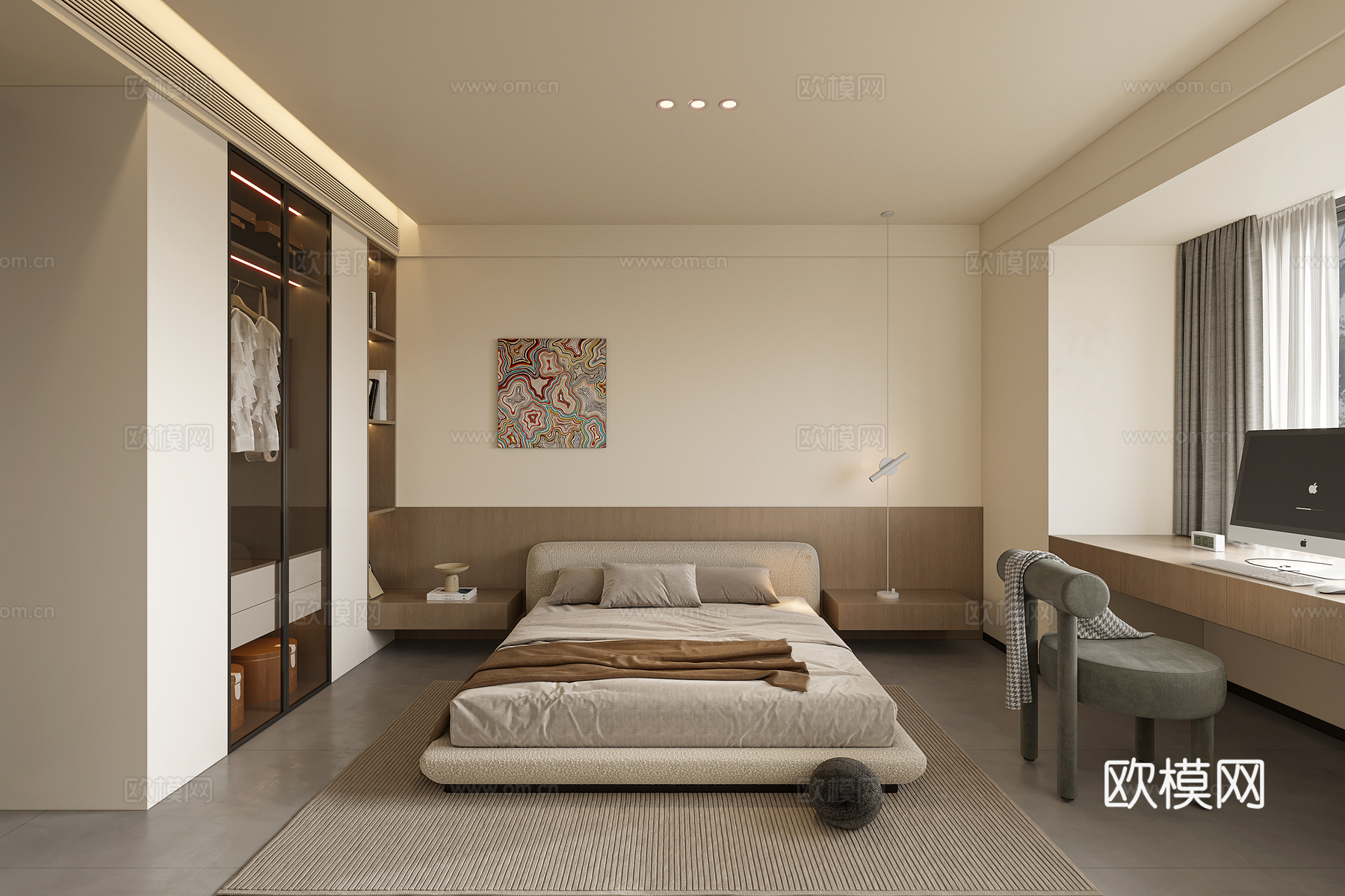 侘寂卧室 主卧3d模型下载