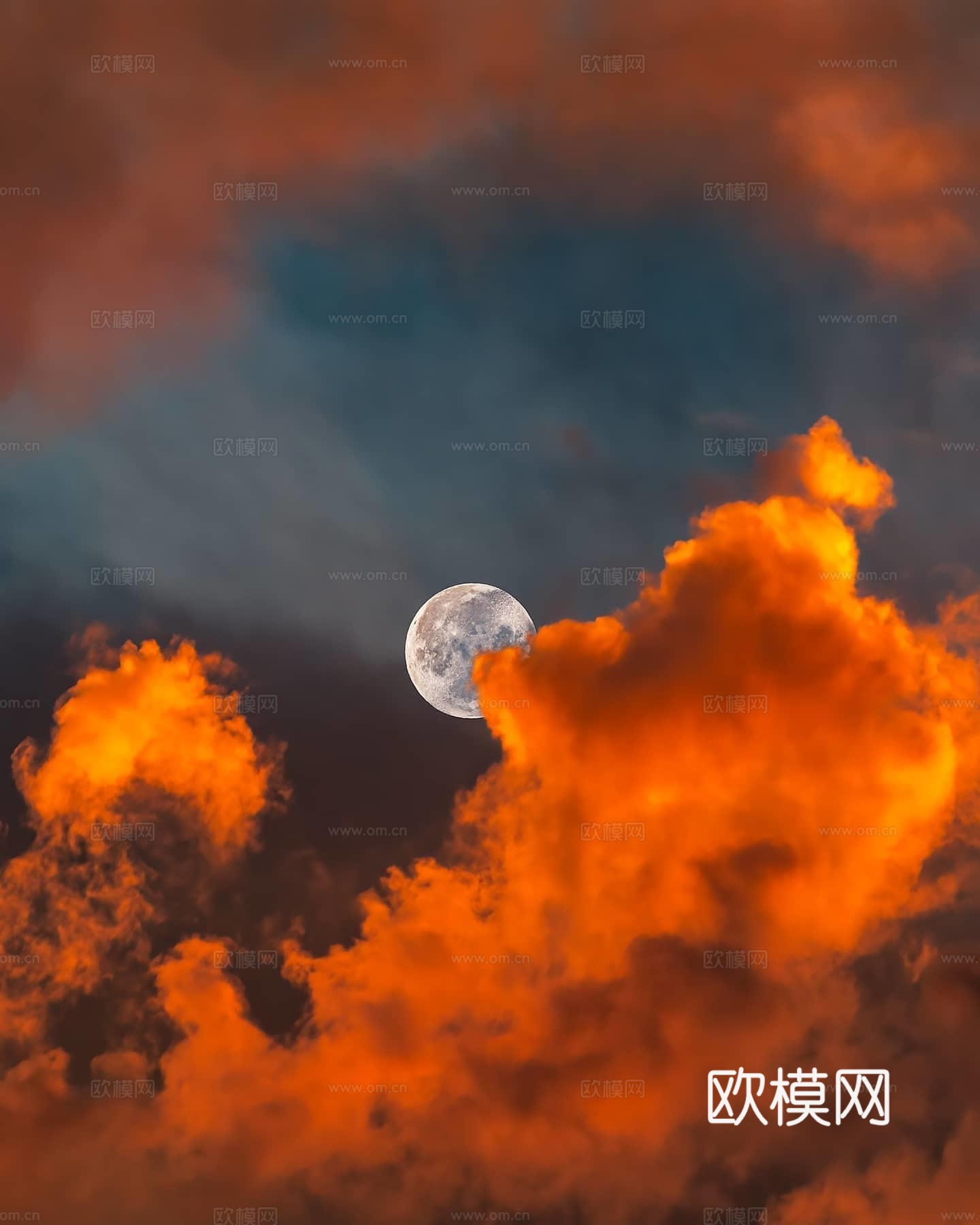 高清天空夕阳月亮贴图下载