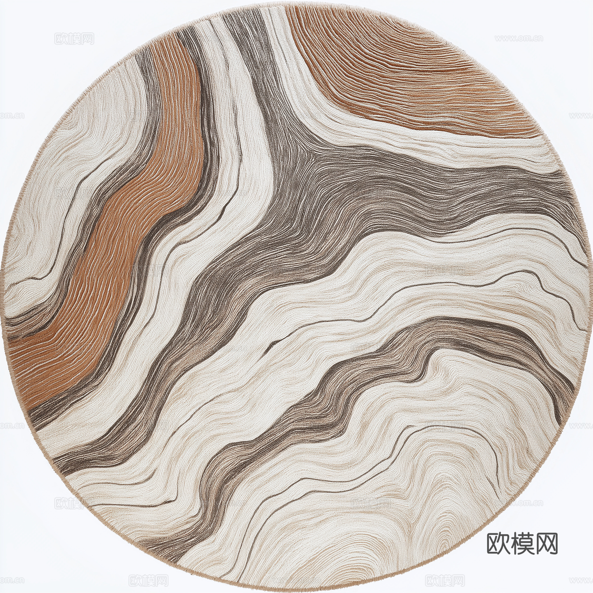 高清现代新中式风格圆形地毯下载