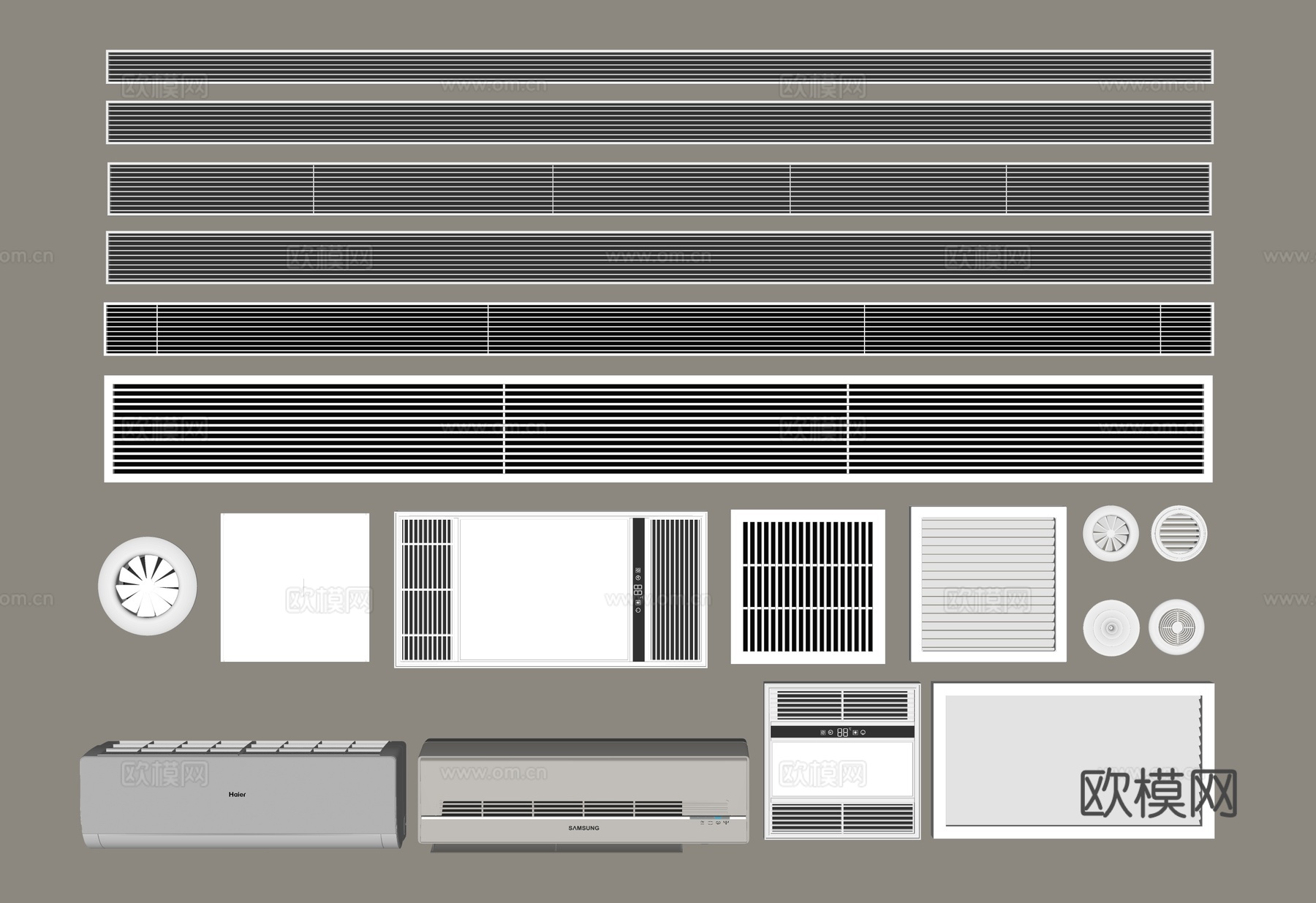 壁挂空调 暖气罩 中央空调出风口 现代su模型
