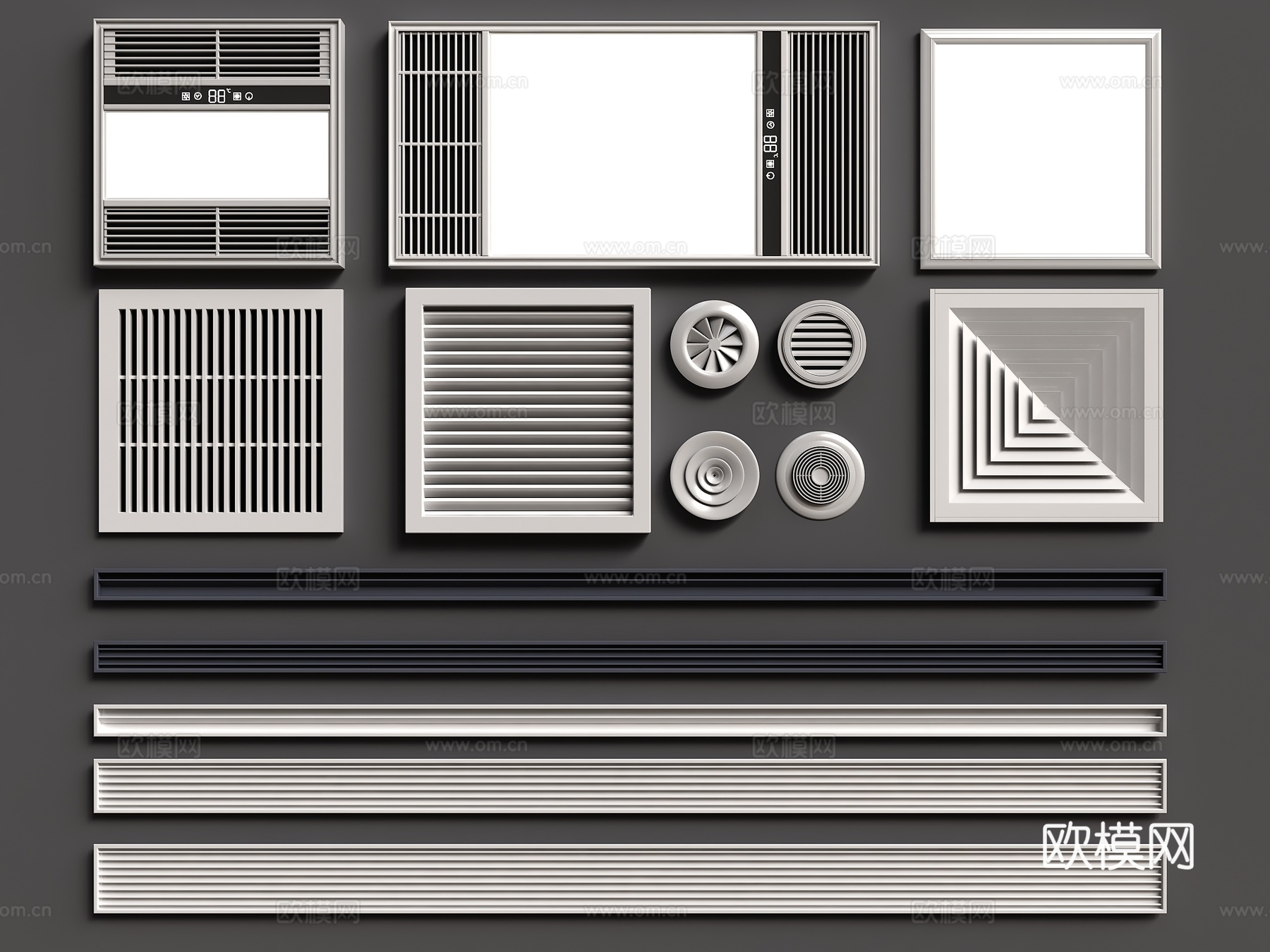 百叶出风口 暖气罩 空调出风口3d模型