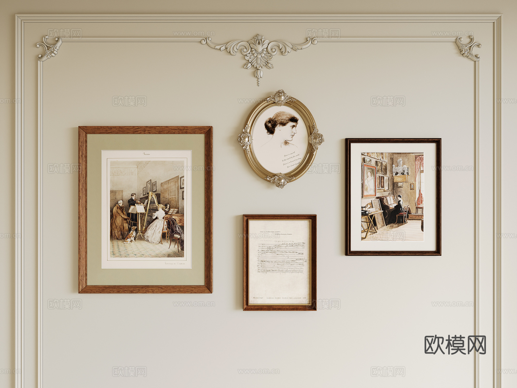 法式挂画su模型下载（渲染图2）