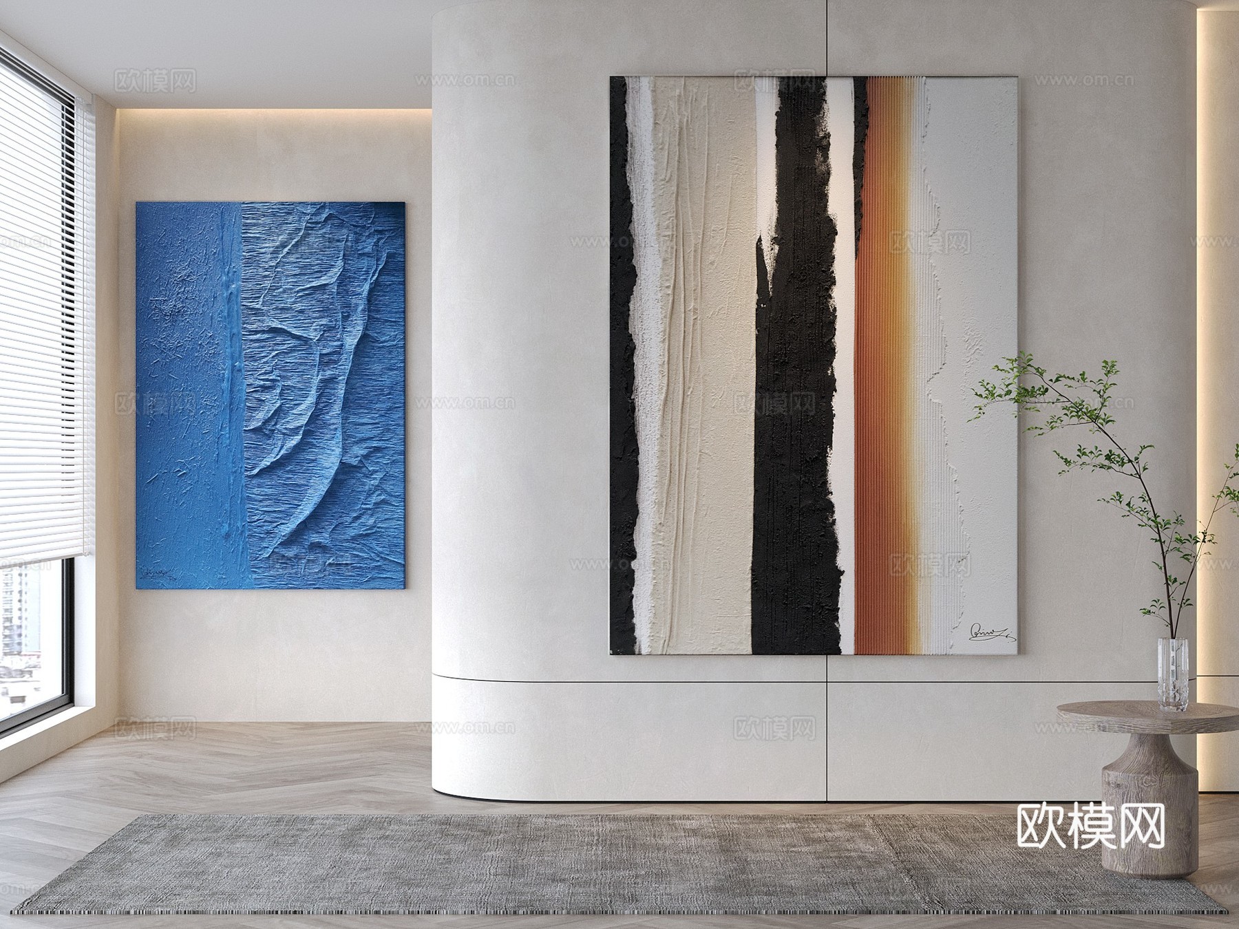 现代装饰画 抽象画 肌理画3d模型下载