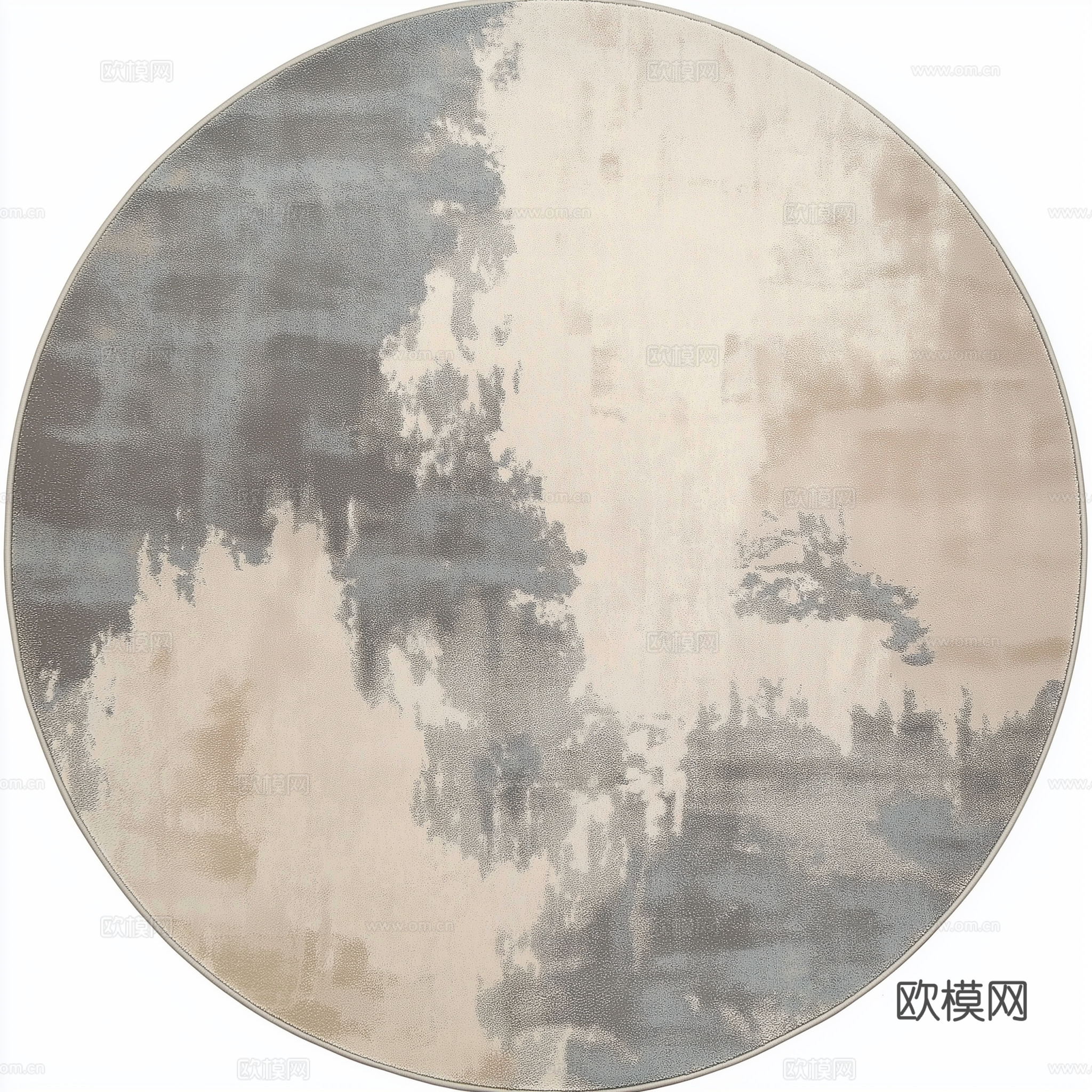 高清现代新中式风格圆形地毯下载