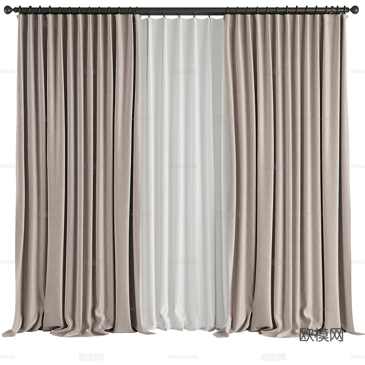 现代窗帘3d模型下载（渲染图1）