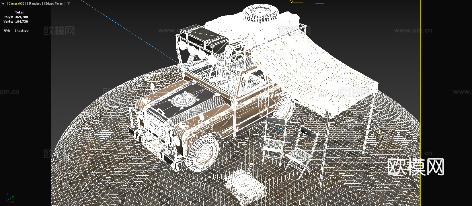 越野汽车 帐篷3d模型