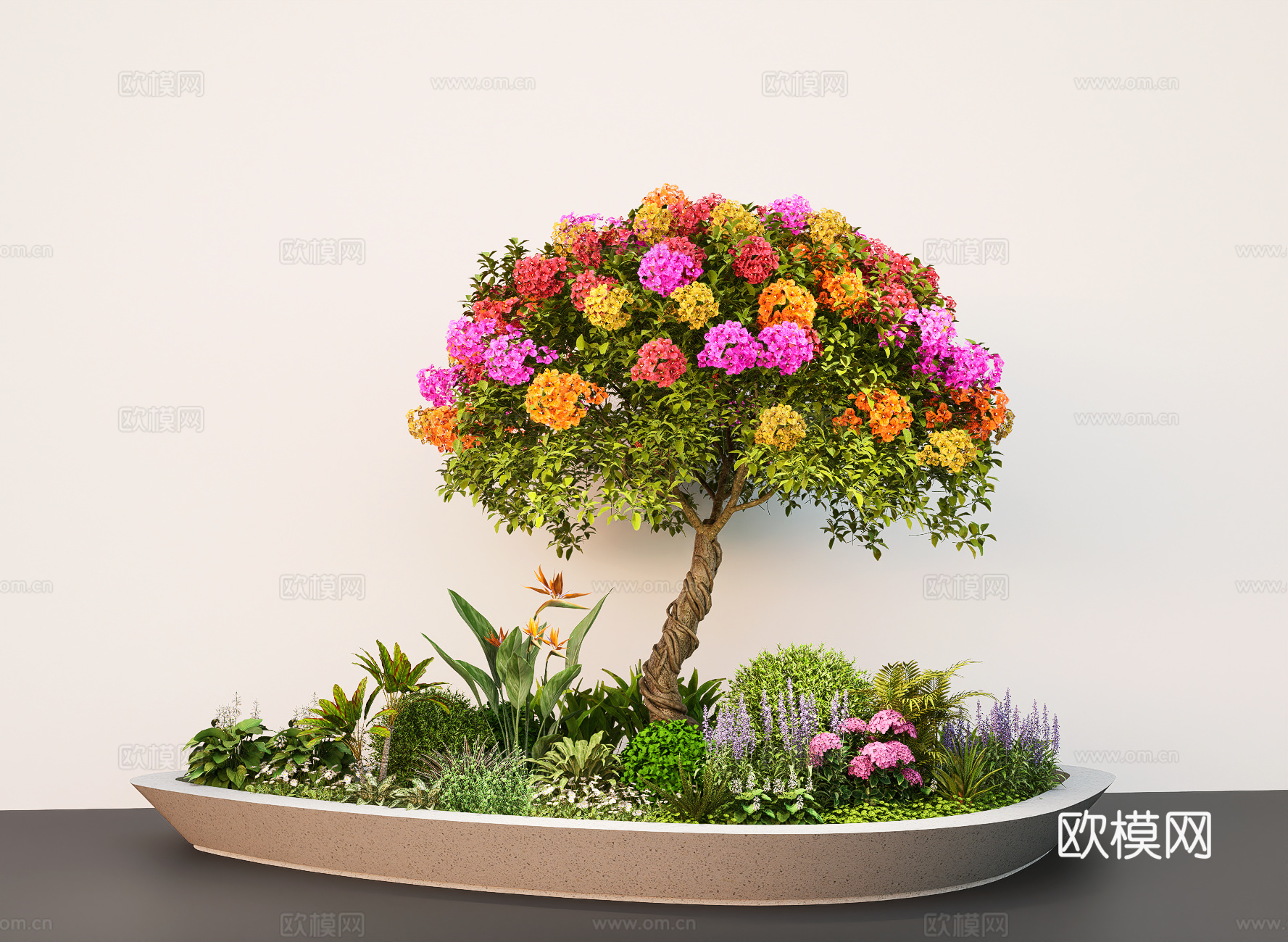 景观植物花镜 花池绿化带su模型下载（渲染图2）