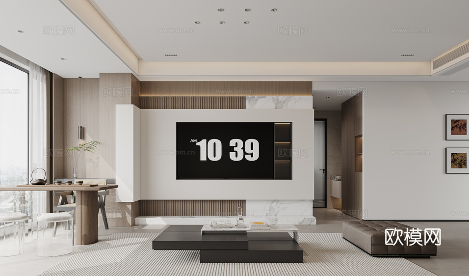 现代电视背景墙3d模型下载
