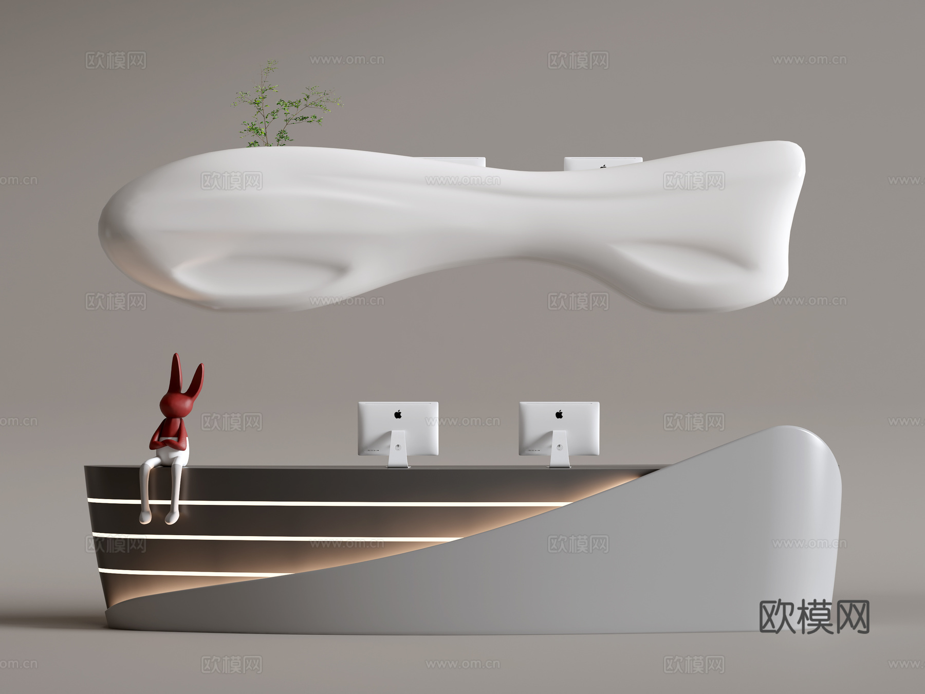 现代公司前台 接待台 服务台3d模型下载