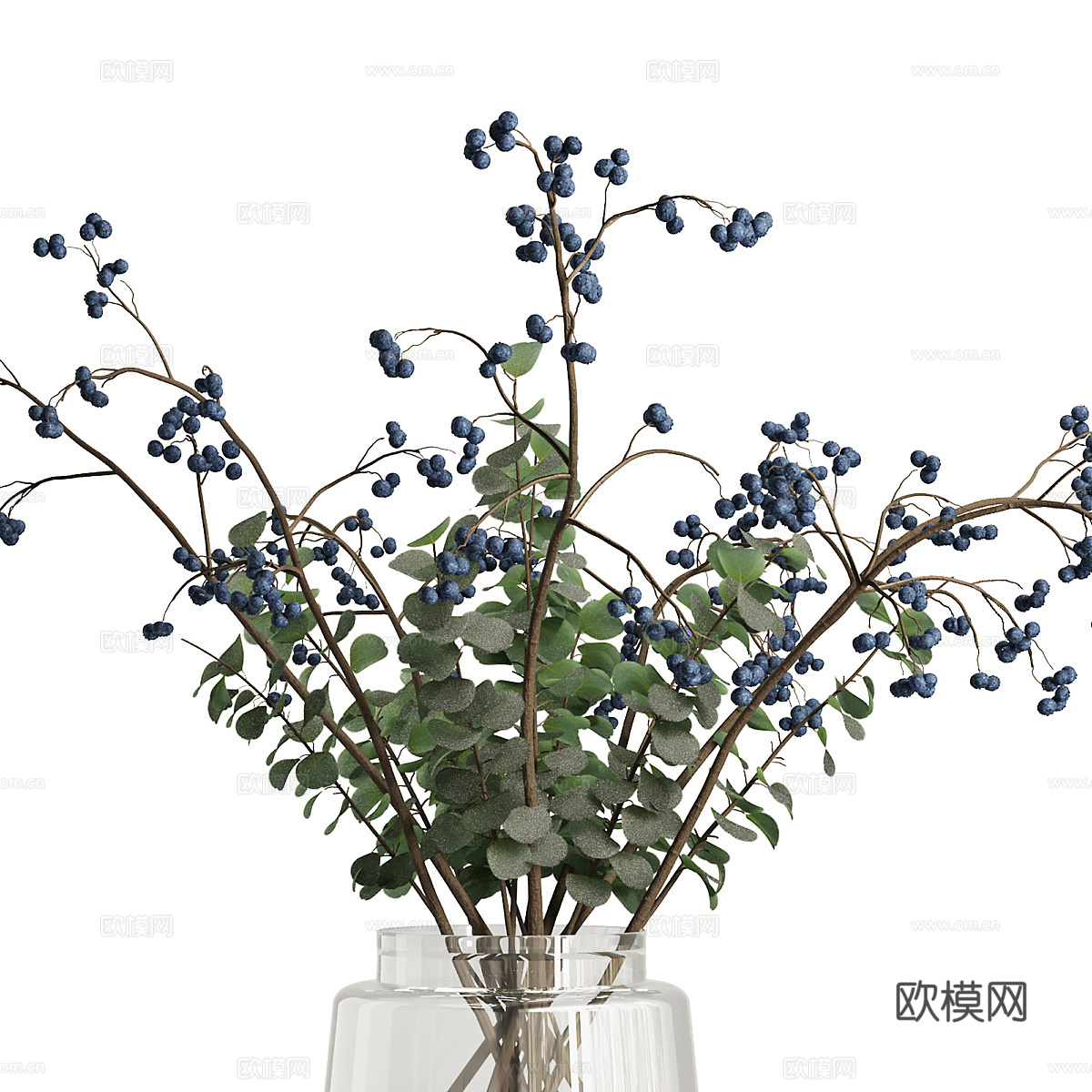 现代花瓶 花艺 蓝莓3d模型