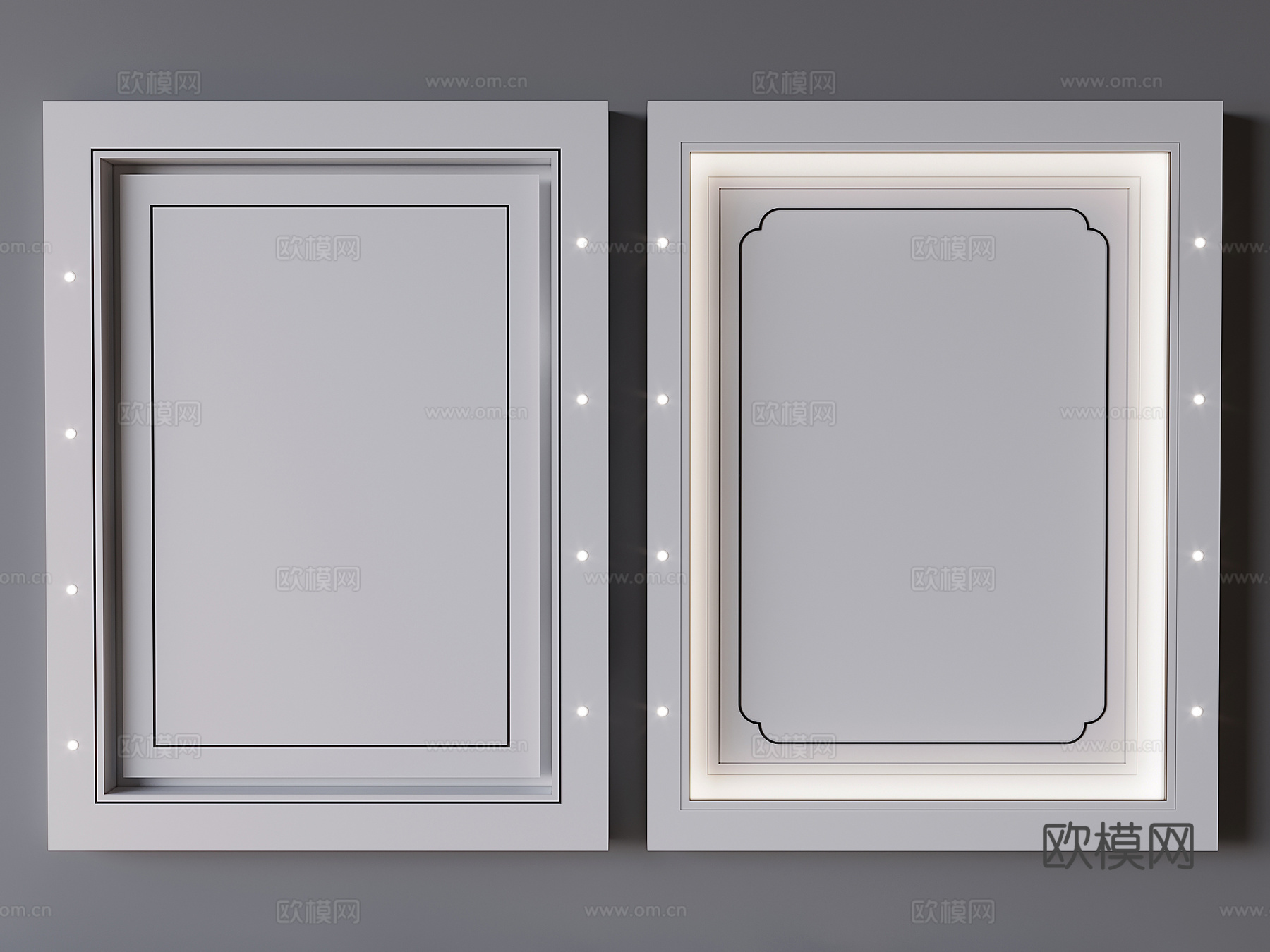 新中式天花 方形吊顶3d模型