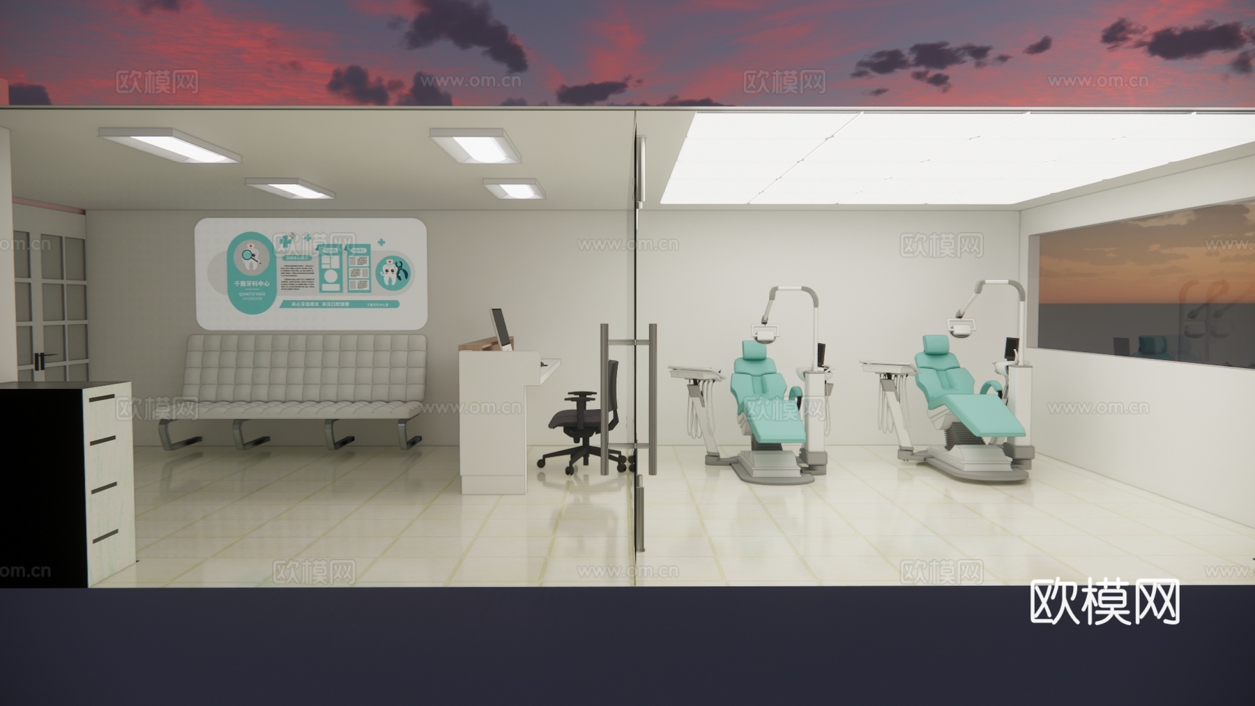 牙科门诊室 牙科诊所 牙医室su模型下载（渲染图2）