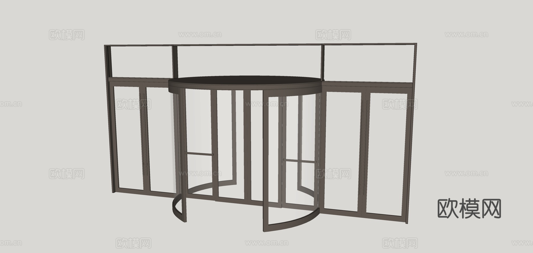 现代大堂旋转玻璃门su模型