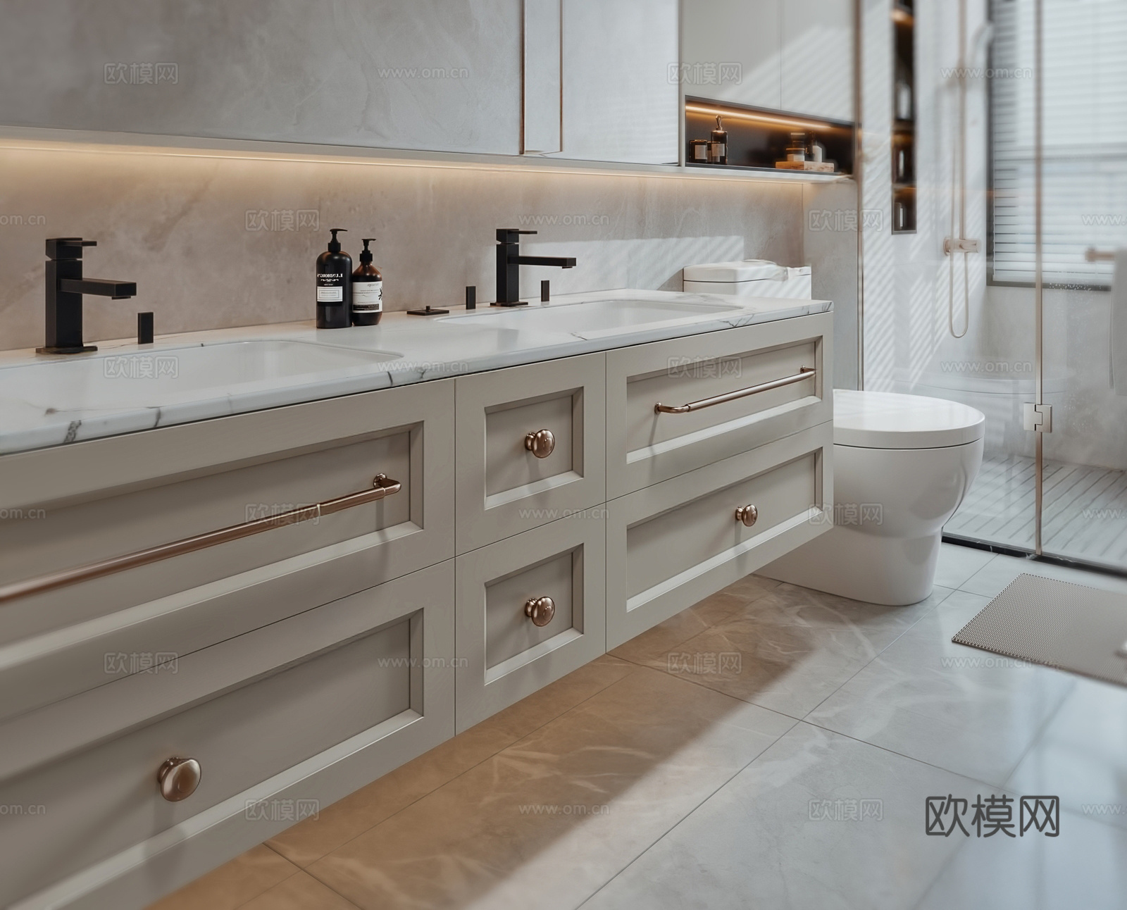 美式卫生间su模型