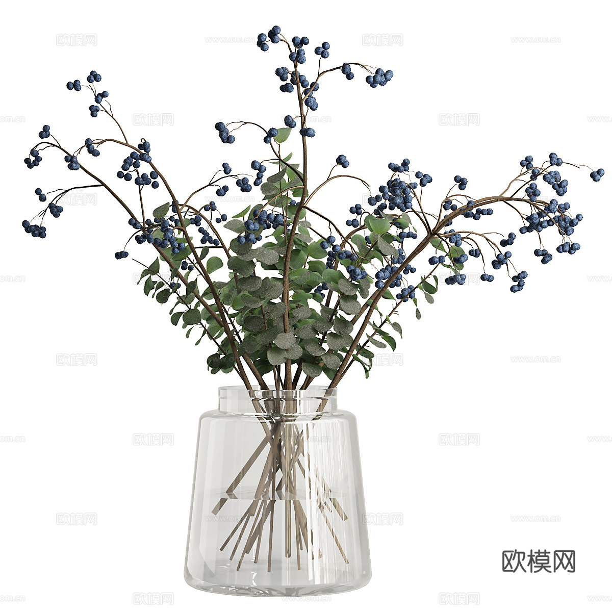 现代花瓶 花艺 蓝莓3d模型