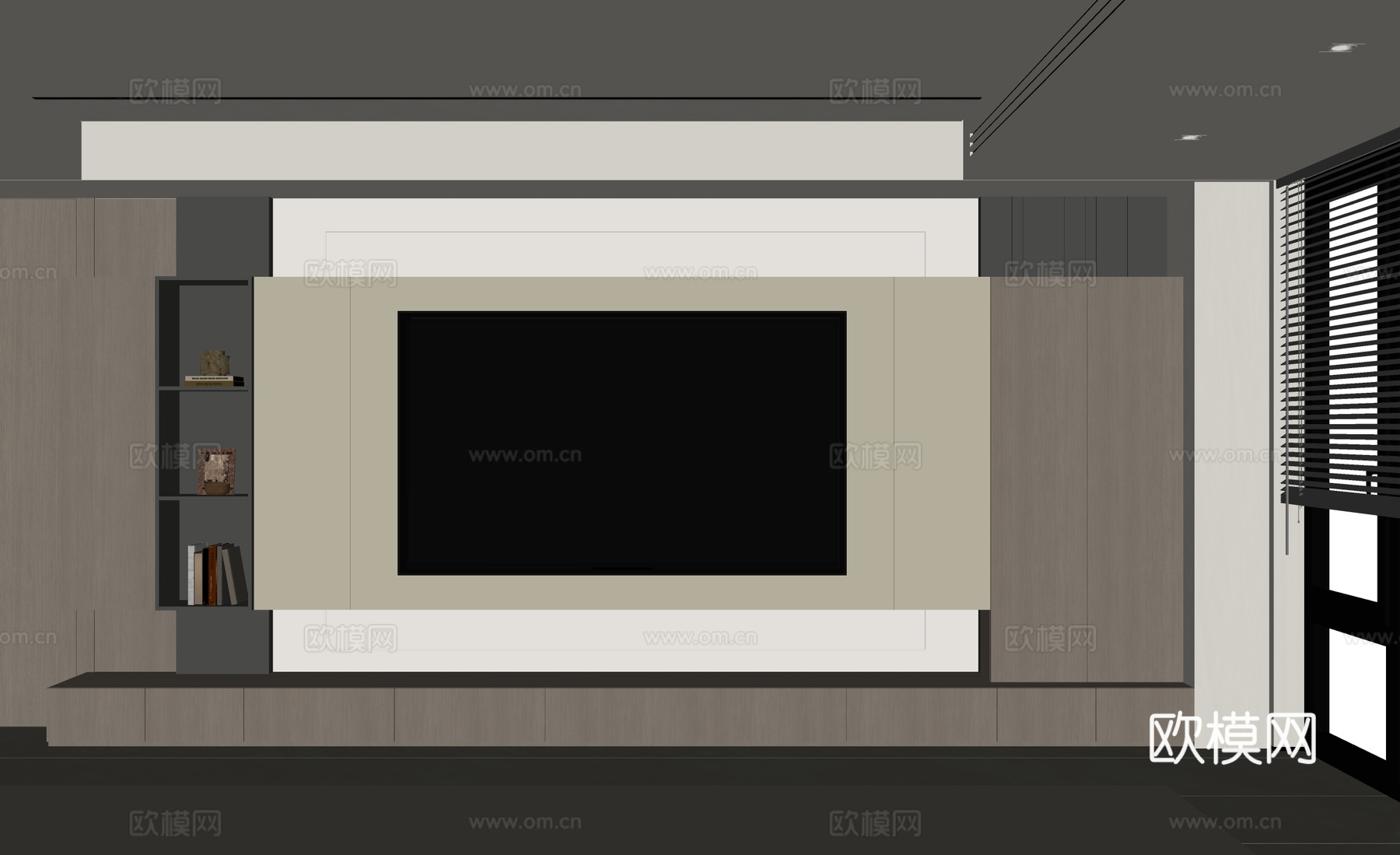 极简电视背景墙su模型