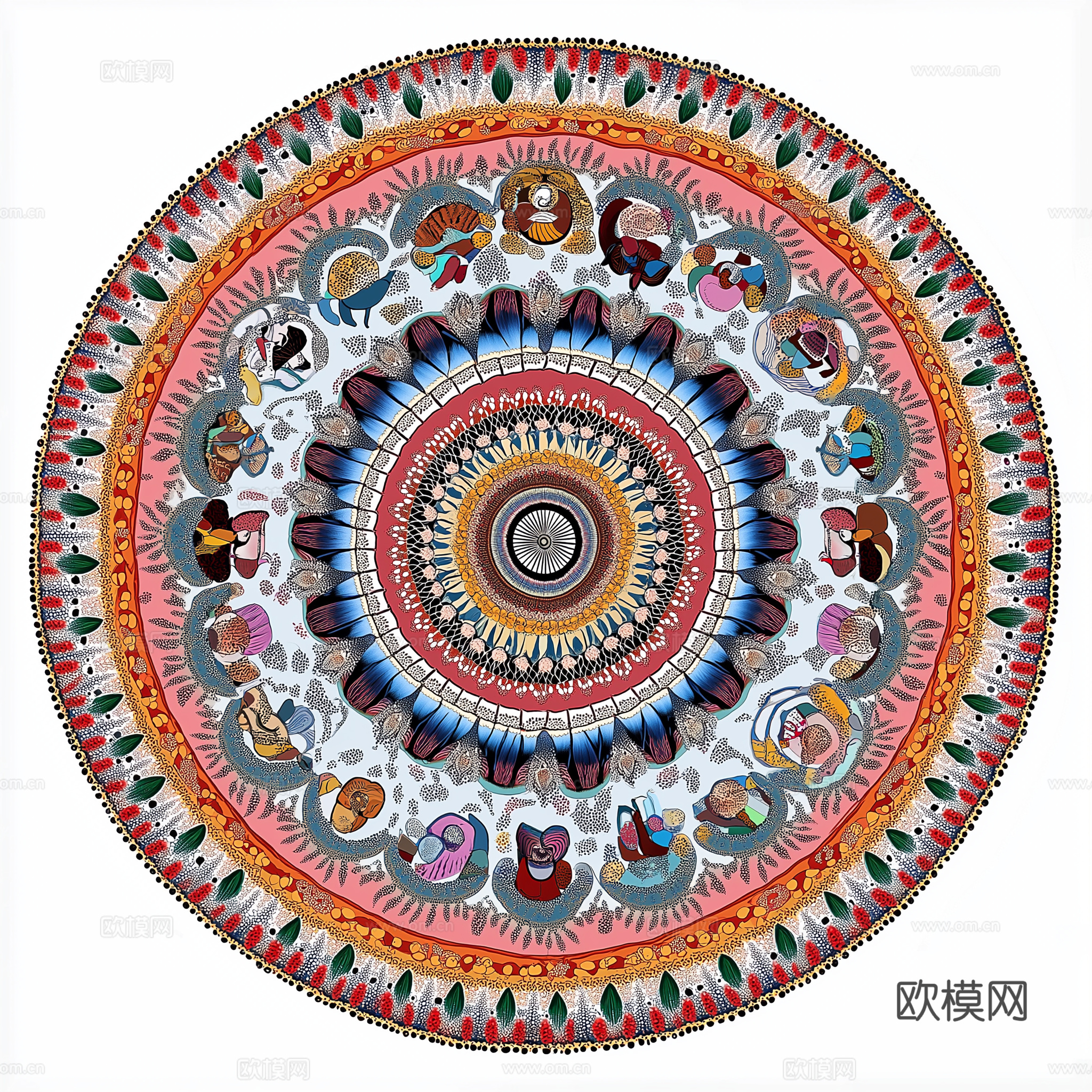 高清民族风格圆形地毯下载