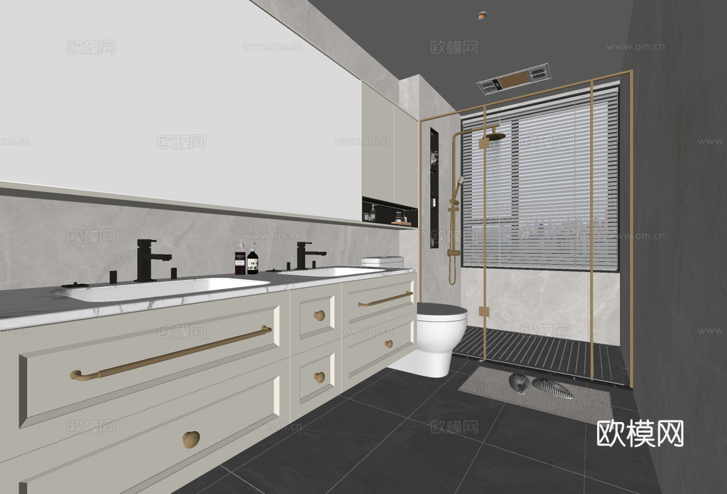 美式卫生间su模型