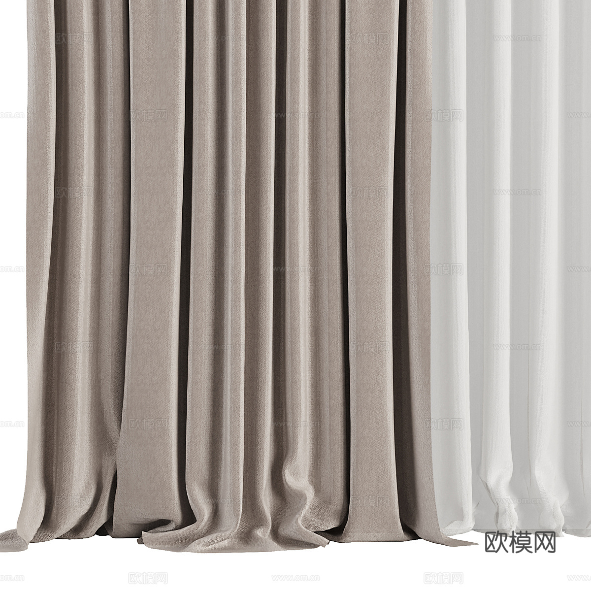 现代窗帘3d模型下载（渲染图2）