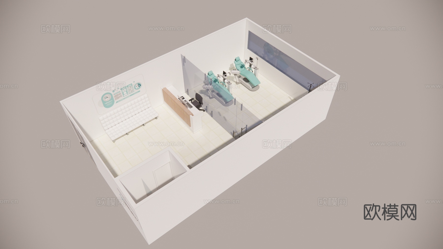 牙科门诊室 牙科诊所 牙医室su模型下载（渲染图3）