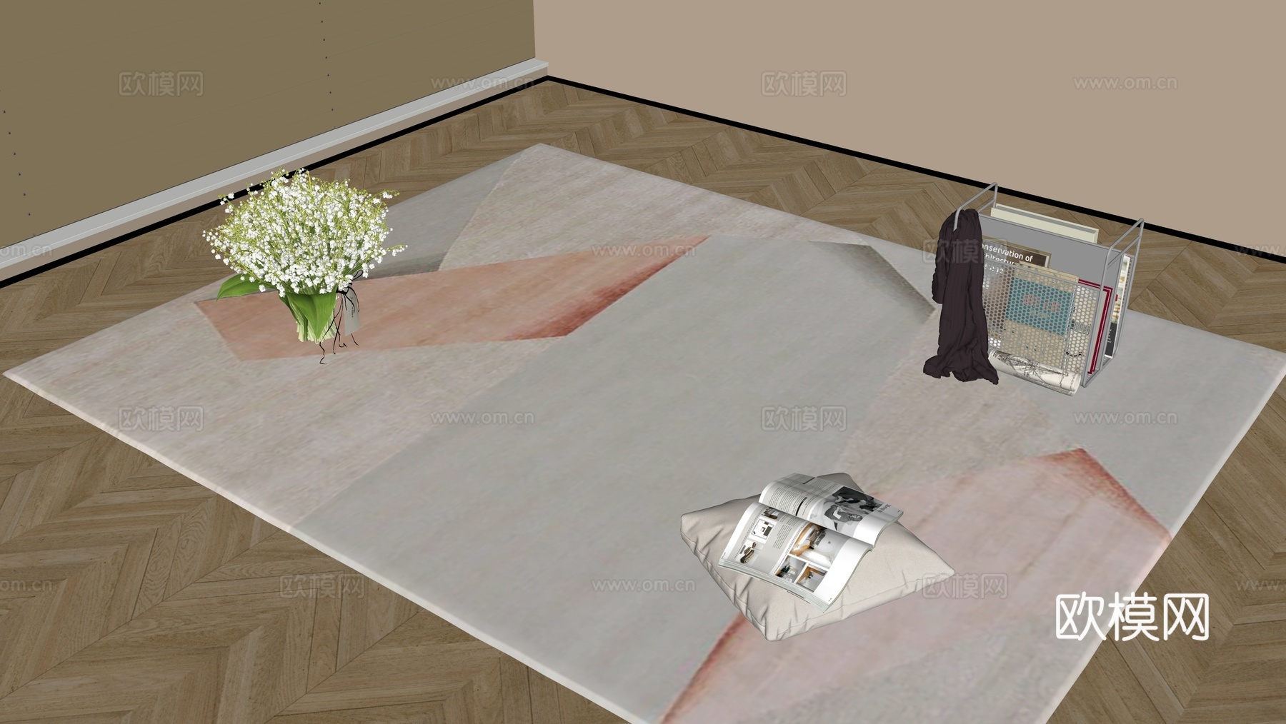 现代地毯su模型下载（渲染图1）