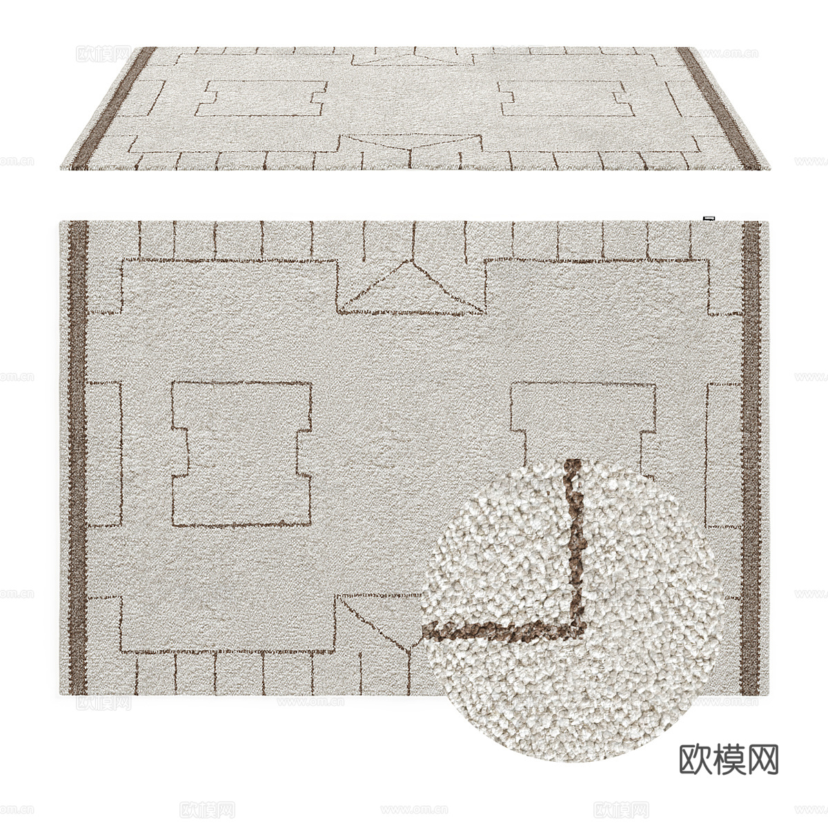 新中式羊毛地毯3d模型