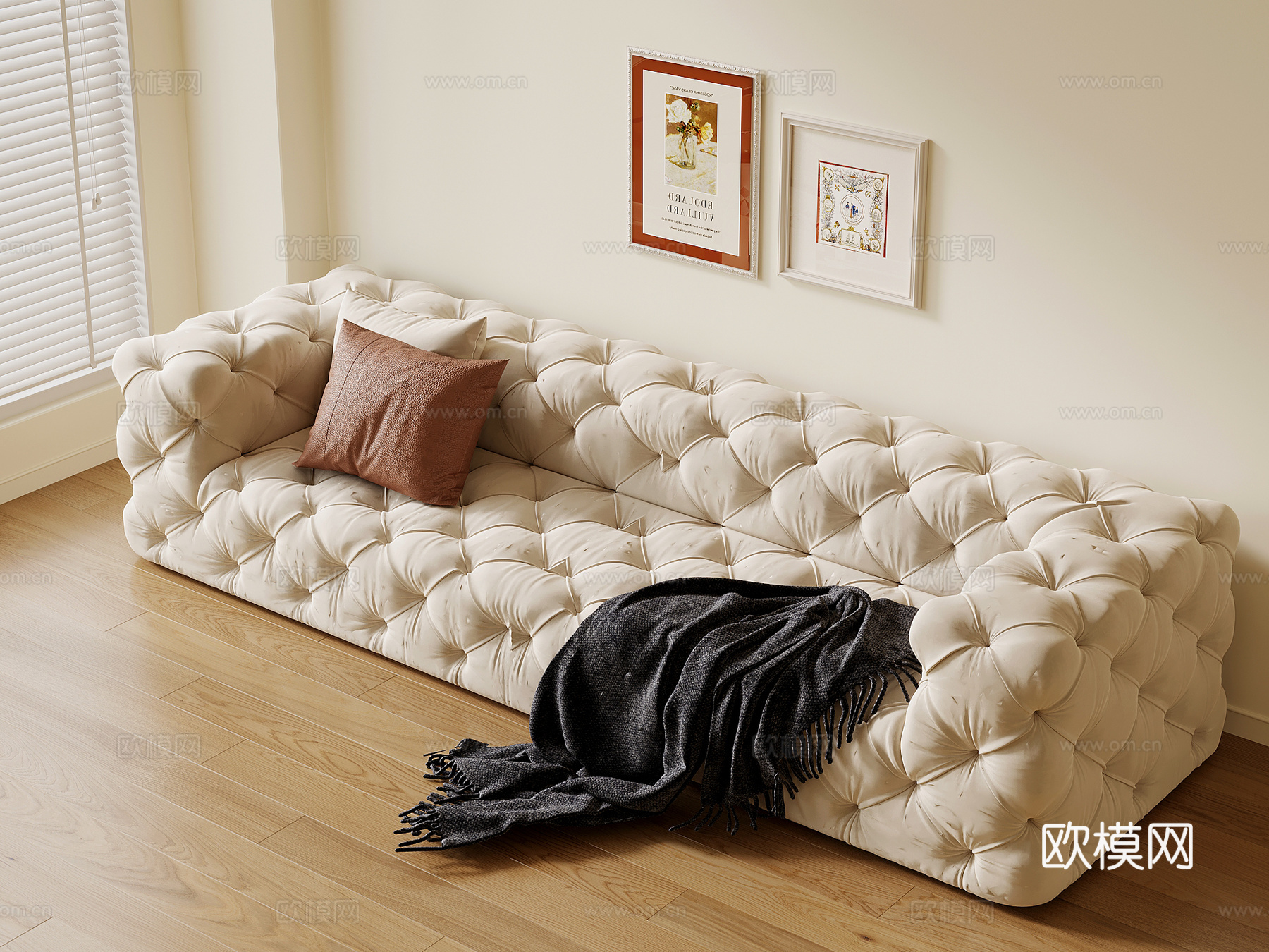 法式多人沙发su模型下载（渲染图2）