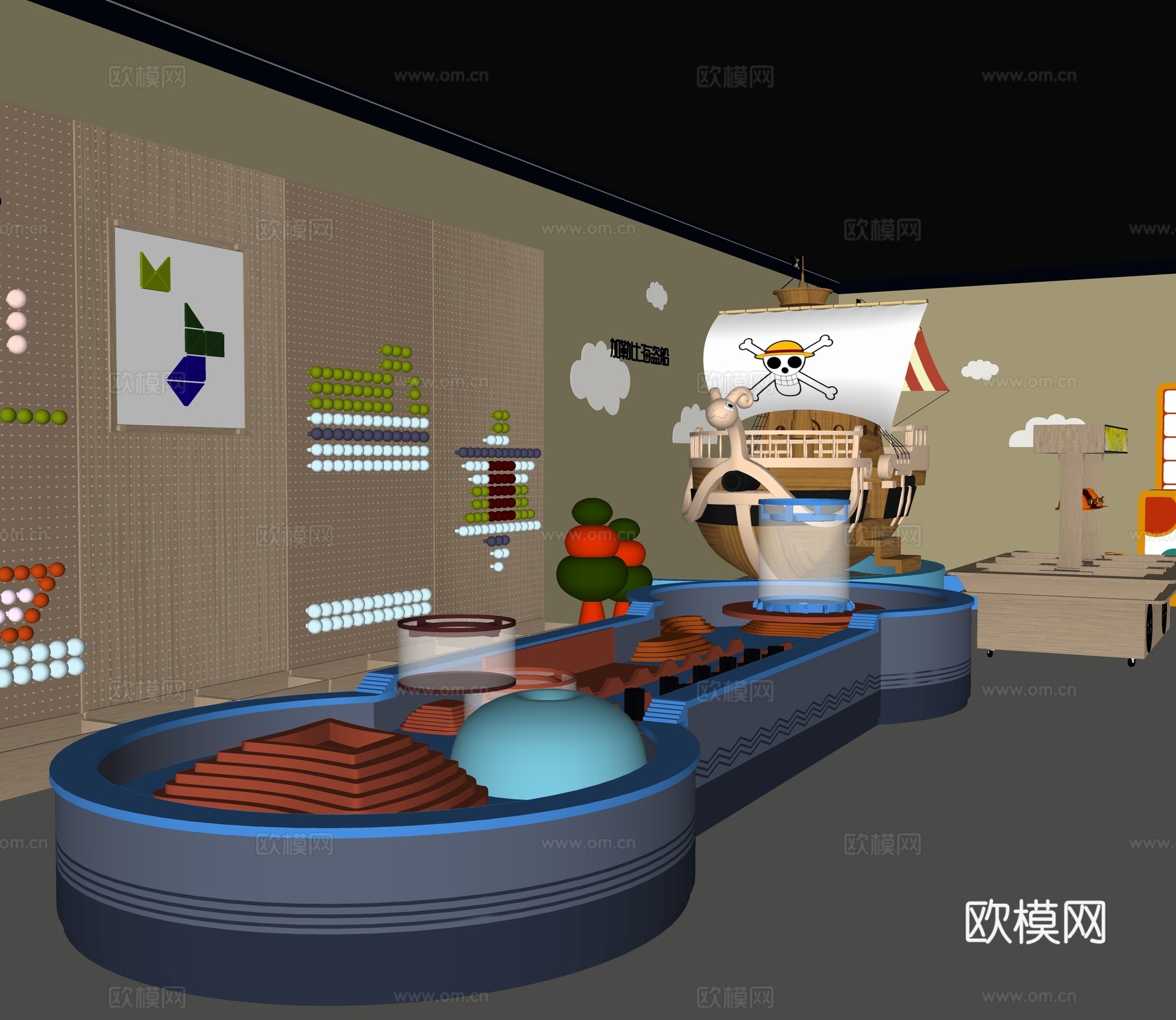 现代儿童海洋宝藏乐园su模型下载（渲染图1）