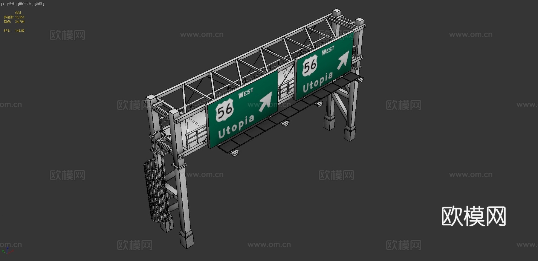 高速公路牌 路牌su模型