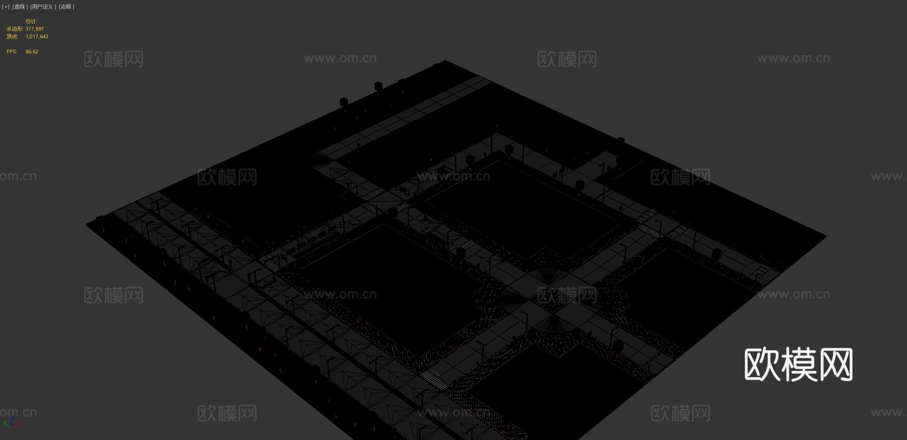 道路 马路 斑马线 标志su模型