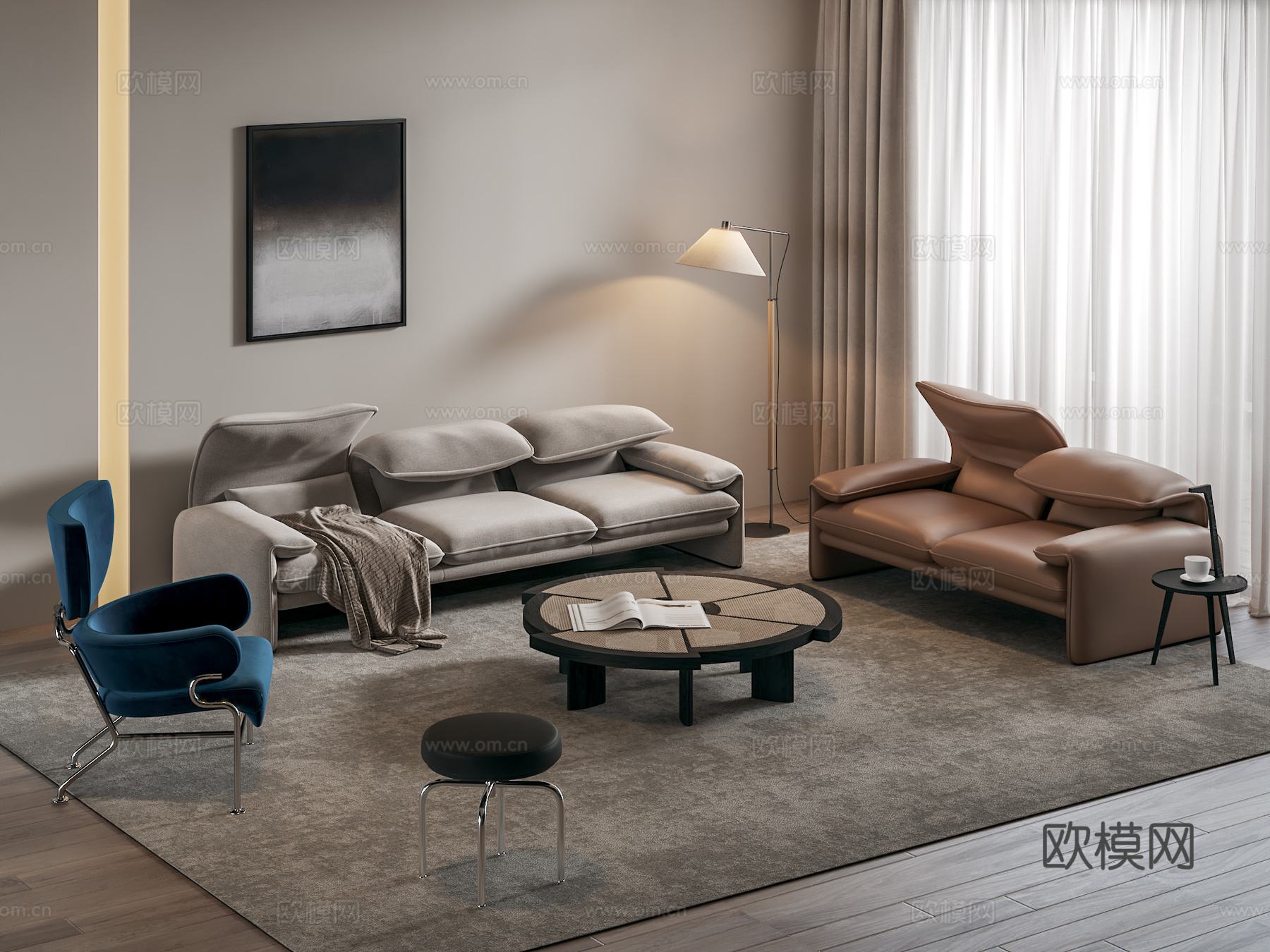 Cassina Maralunga 意式组合沙发3d模型