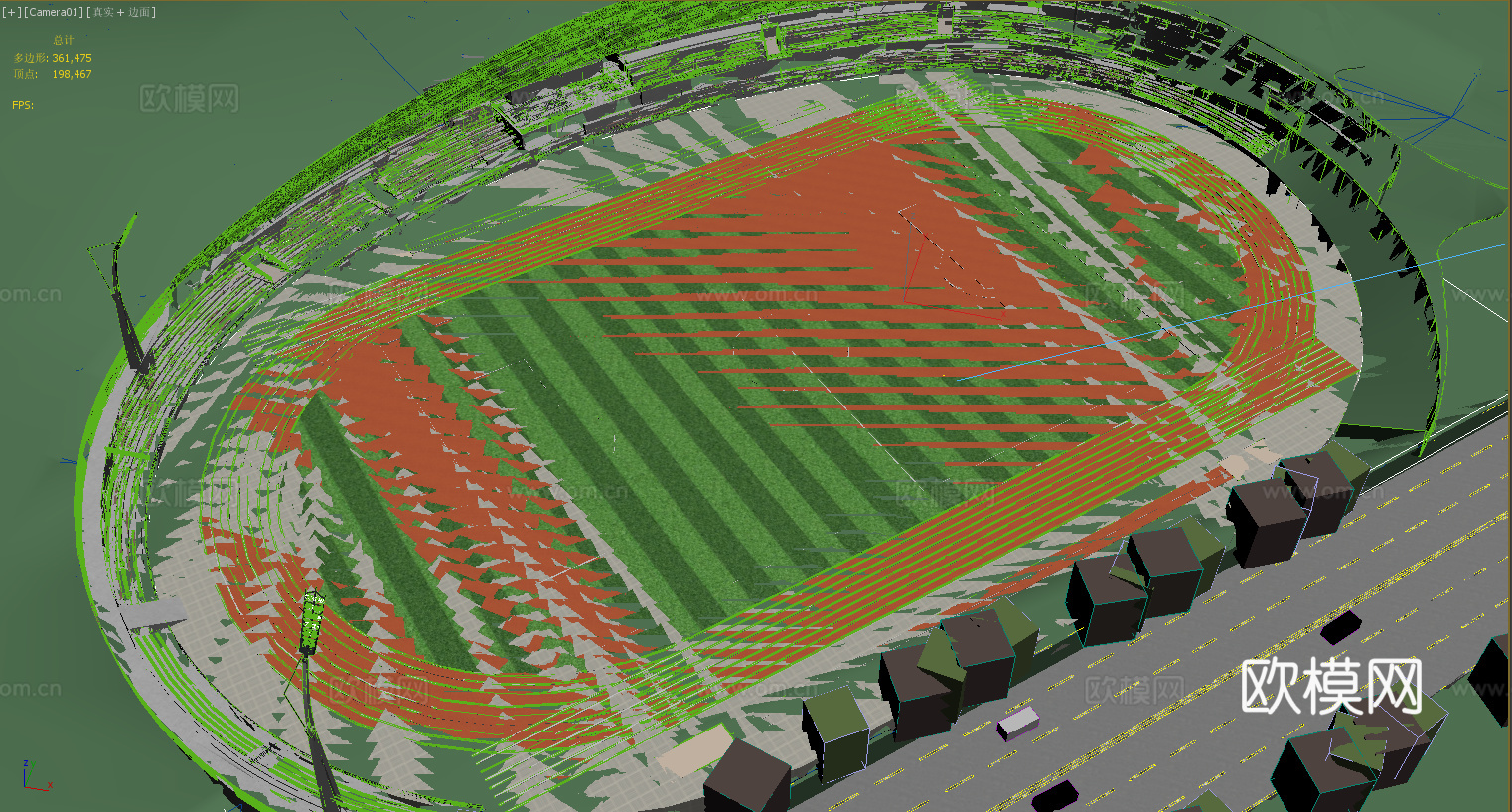 田径体育场鸟瞰3d模型