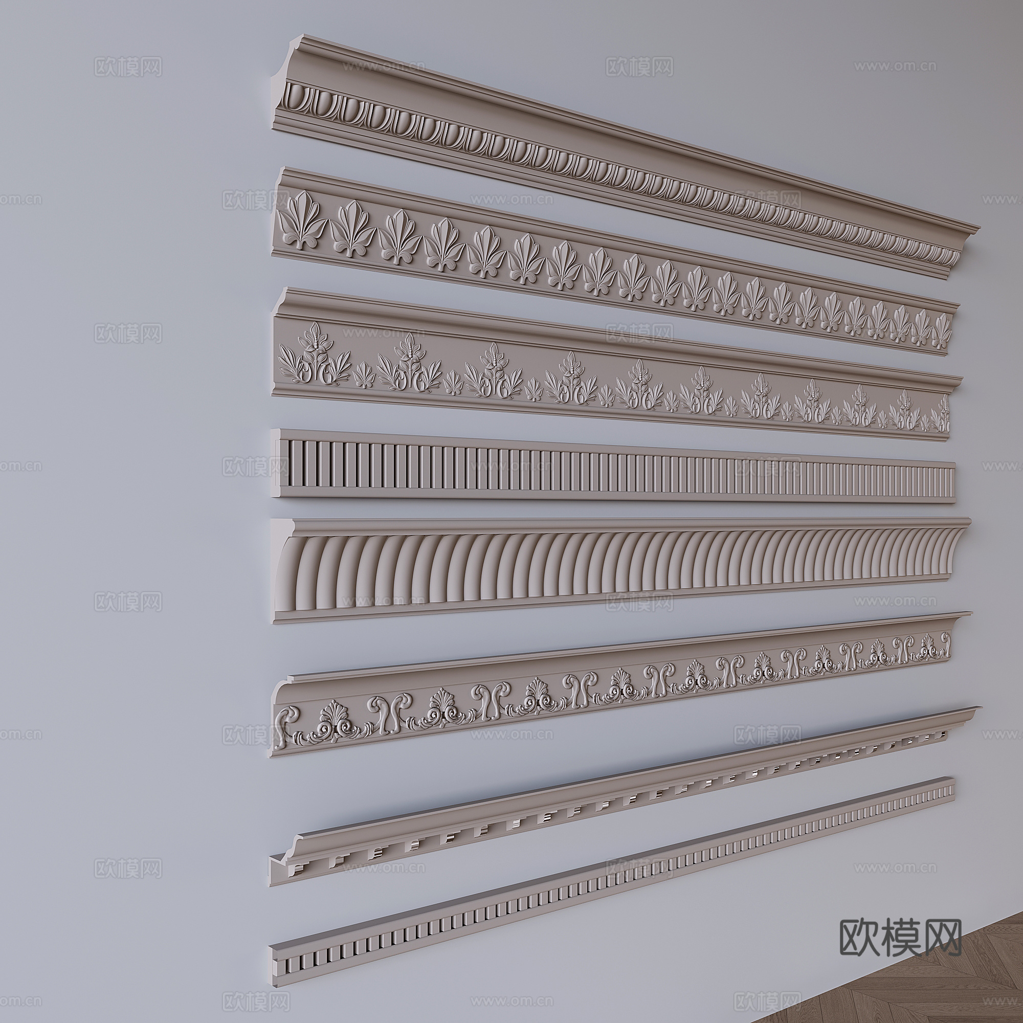 法式雕花石膏线条 腰线3d模型