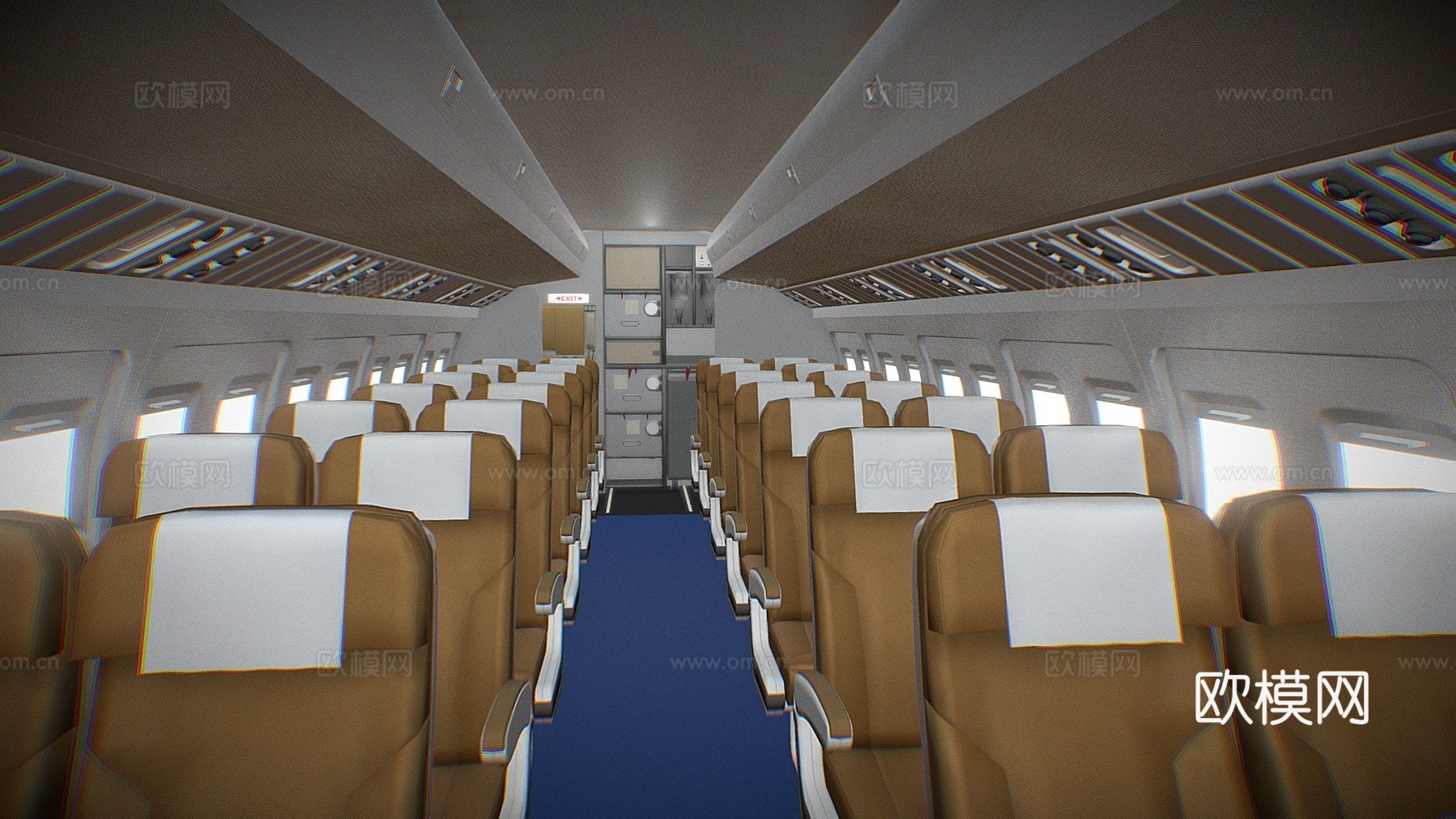 飞机客舱su模型下载（渲染图2）