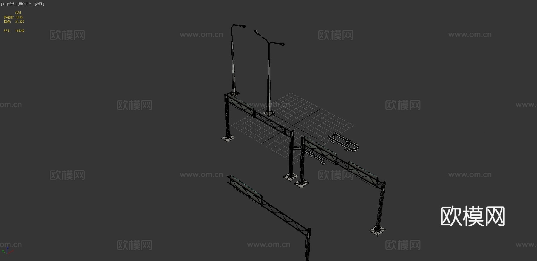 高速公路护栏标志su模型