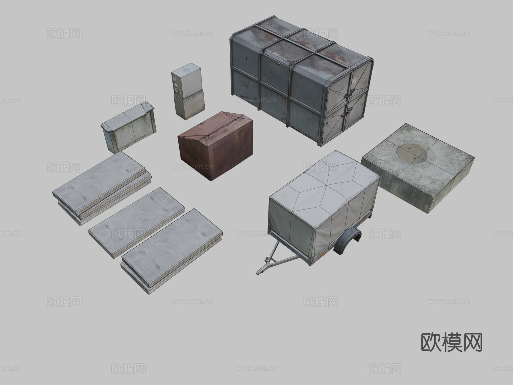 工业箱子su模型下载（渲染图1）