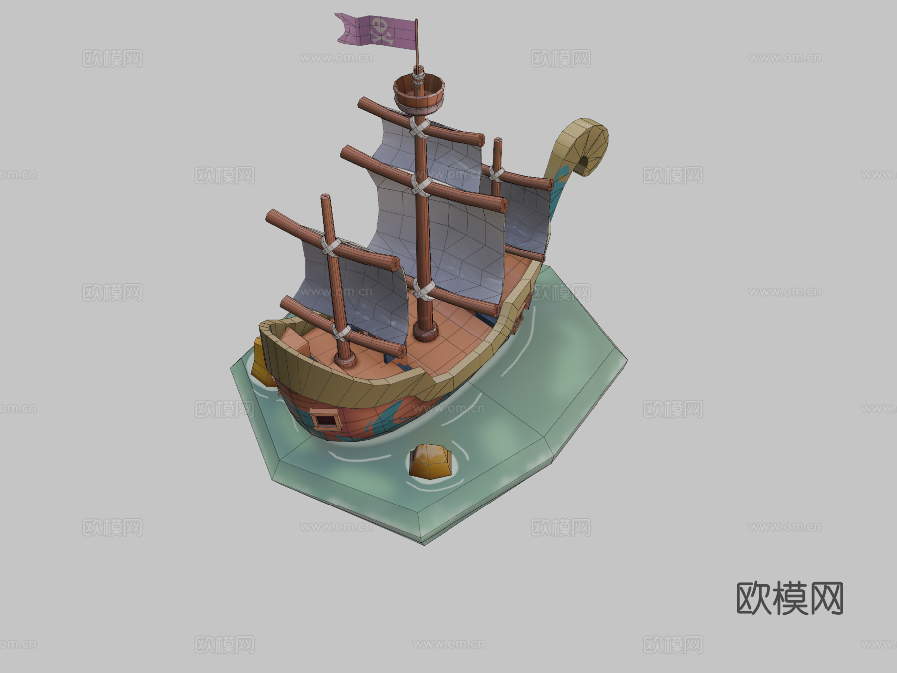 玩具 海盗船su模型下载（渲染图1）
