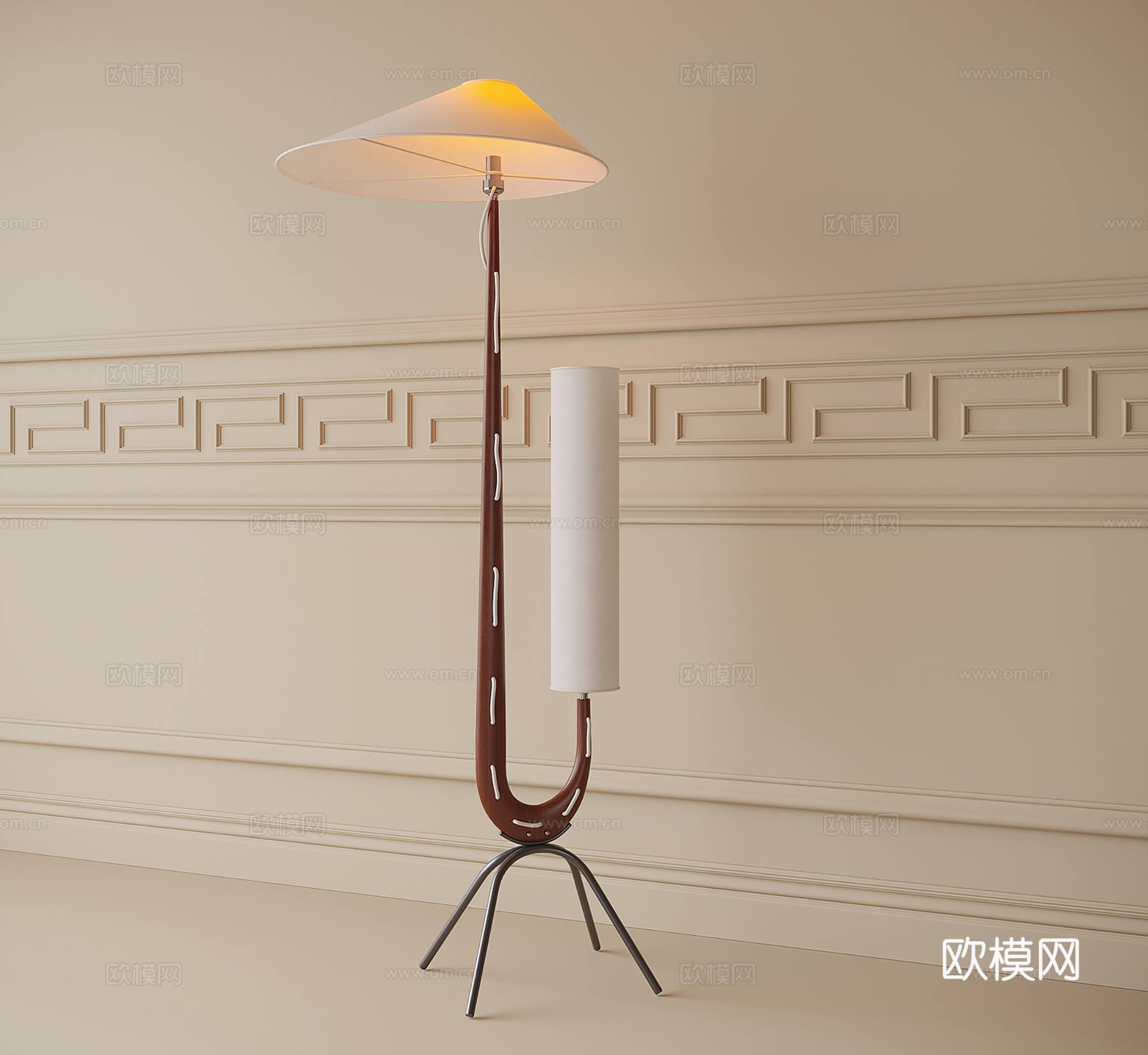 中古风落地灯3d模型下载
