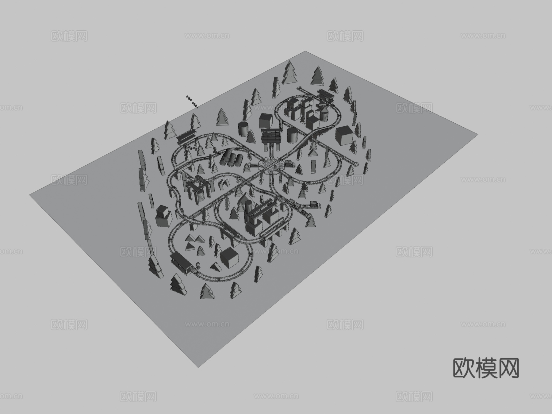 玩具火车套装su模型