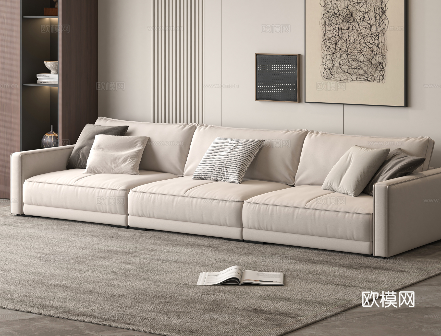 现代三人沙发3d模型下载