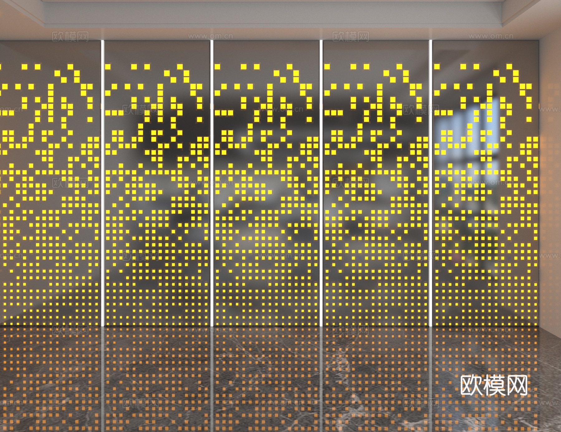 现代冲孔板 发光板 穿孔板 护墙板3d模型