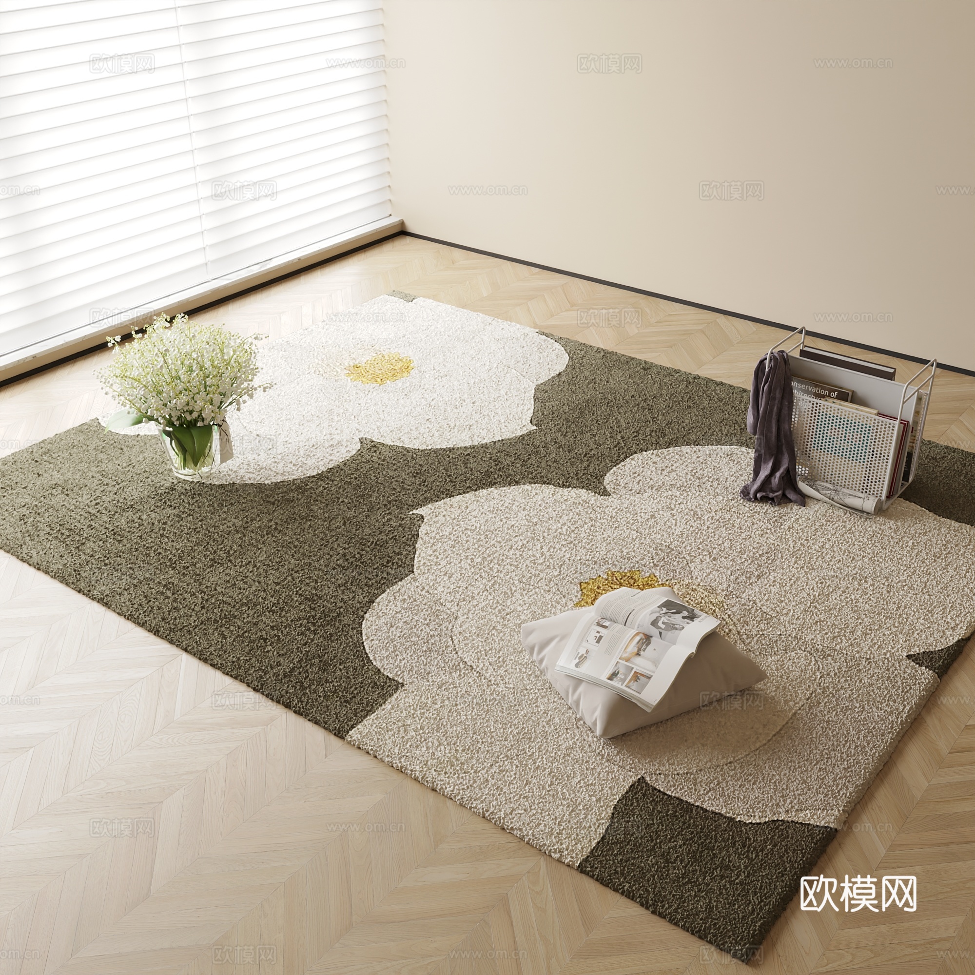 现代花朵地毯3d模型