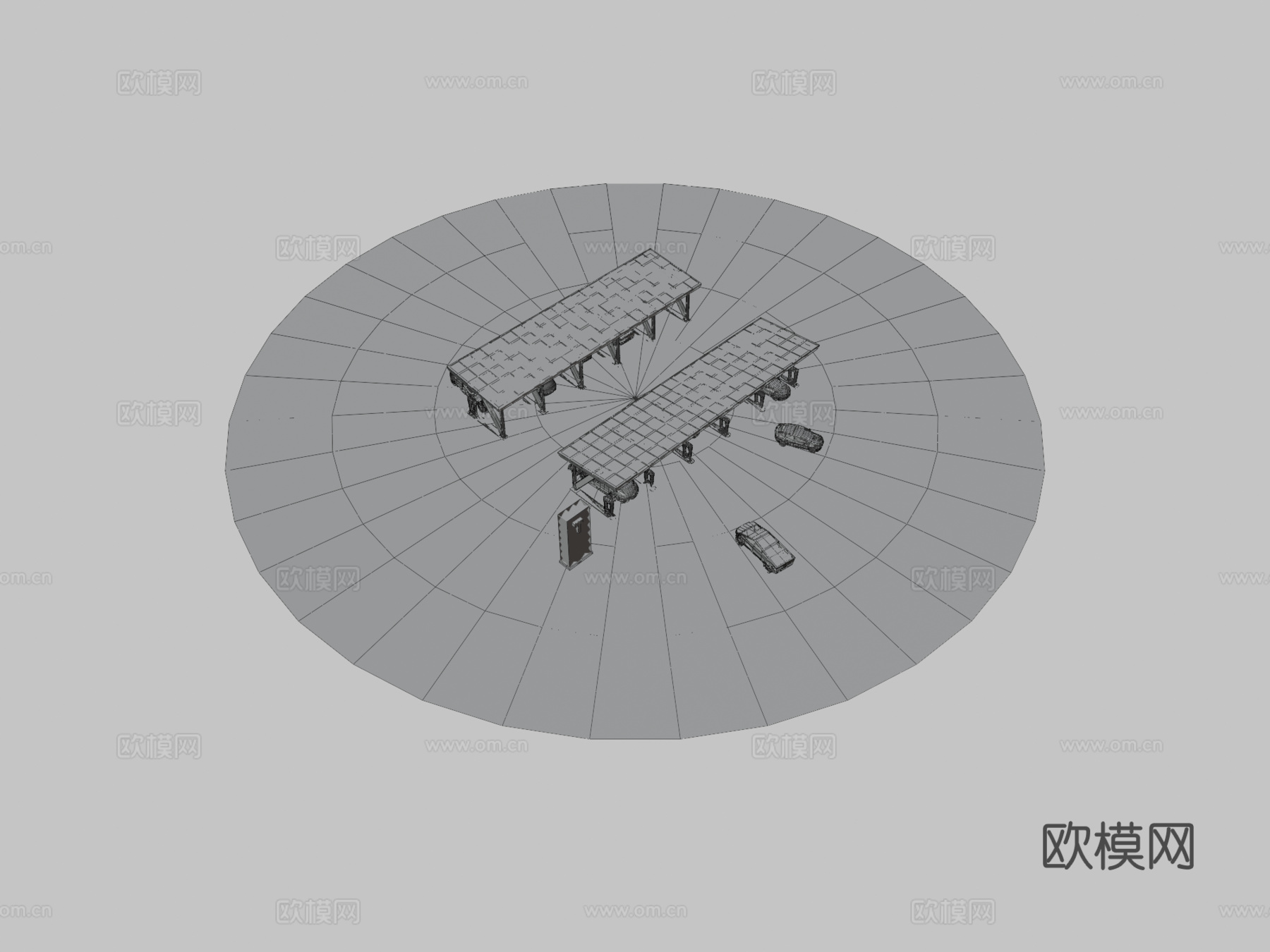 卡通特斯拉充电站su模型