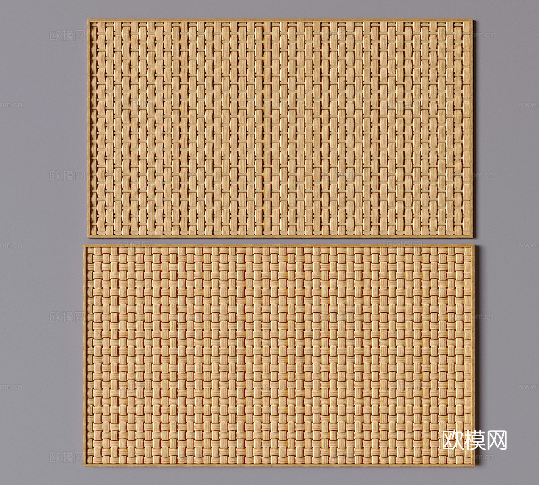 新中式藤编竹编 网格藤编护墙板su模型下载（渲染图2）